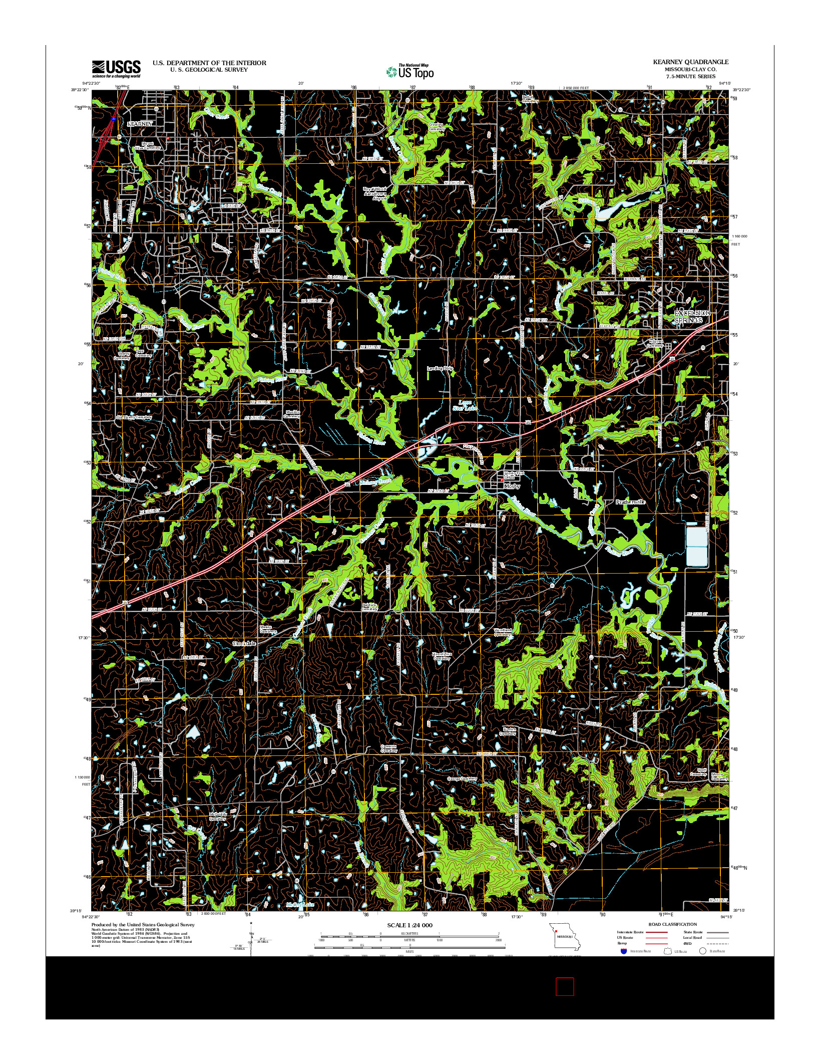 USGS US TOPO 7.5-MINUTE MAP FOR KEARNEY, MO 2012