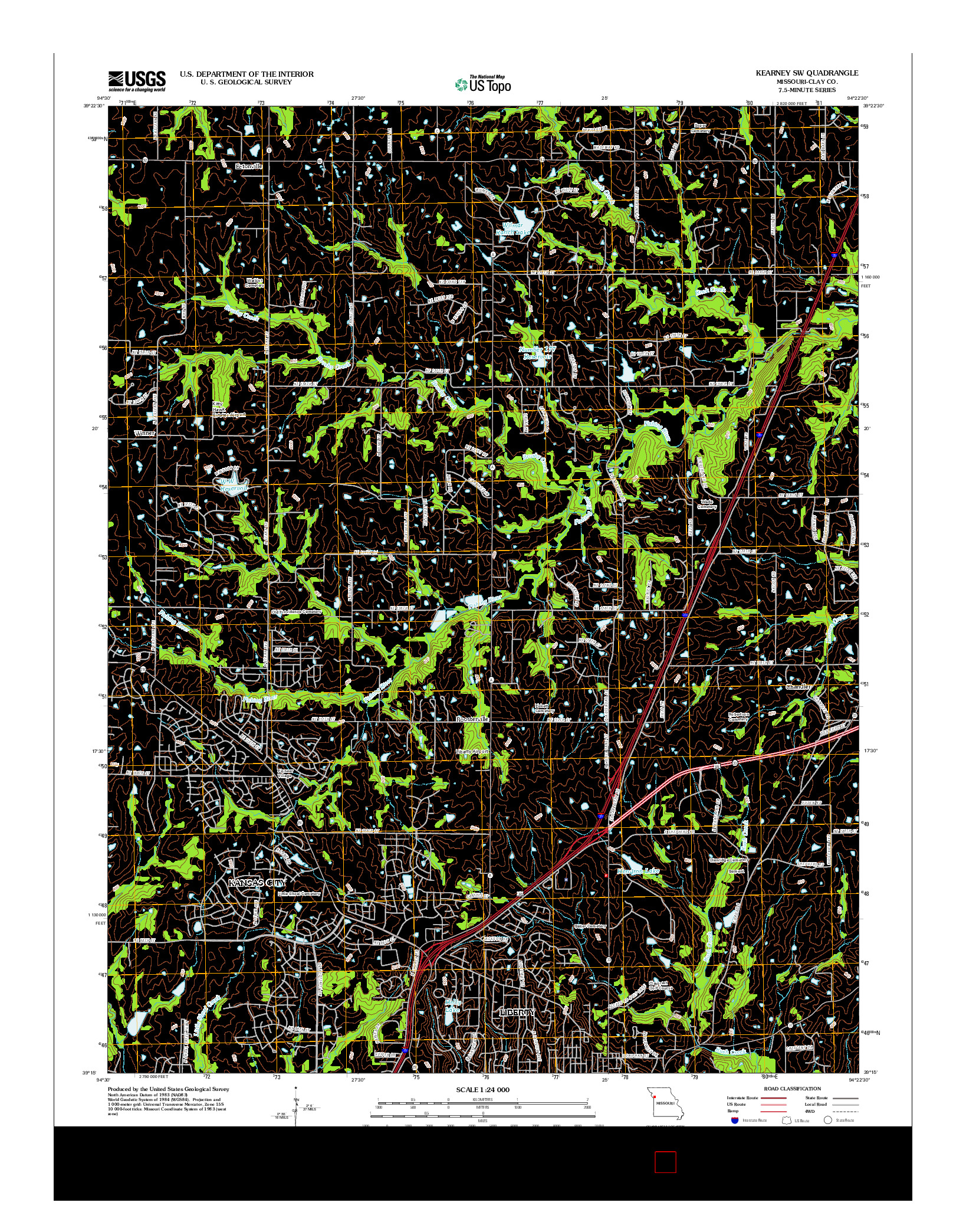 USGS US TOPO 7.5-MINUTE MAP FOR KEARNEY SW, MO 2012