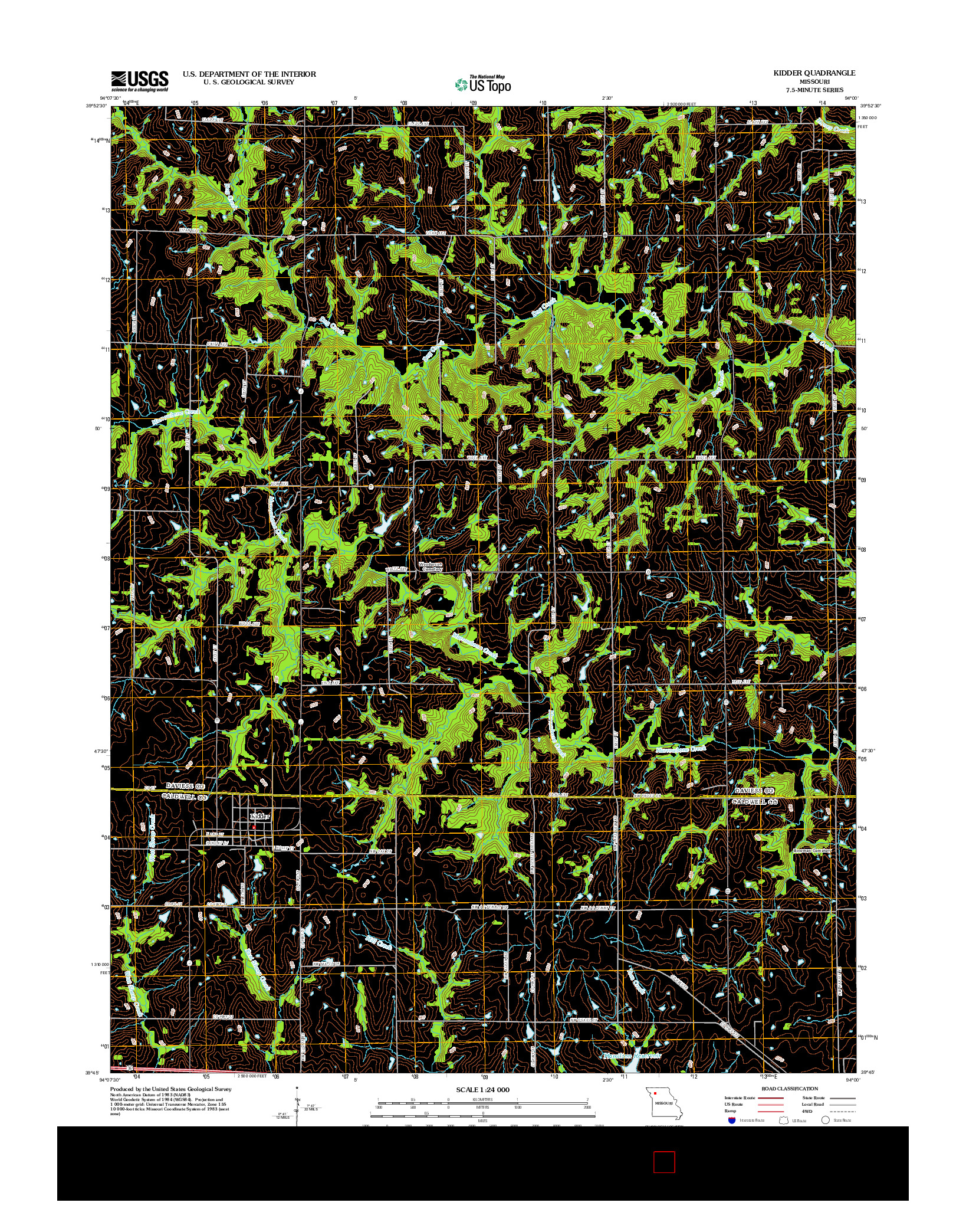 USGS US TOPO 7.5-MINUTE MAP FOR KIDDER, MO 2012