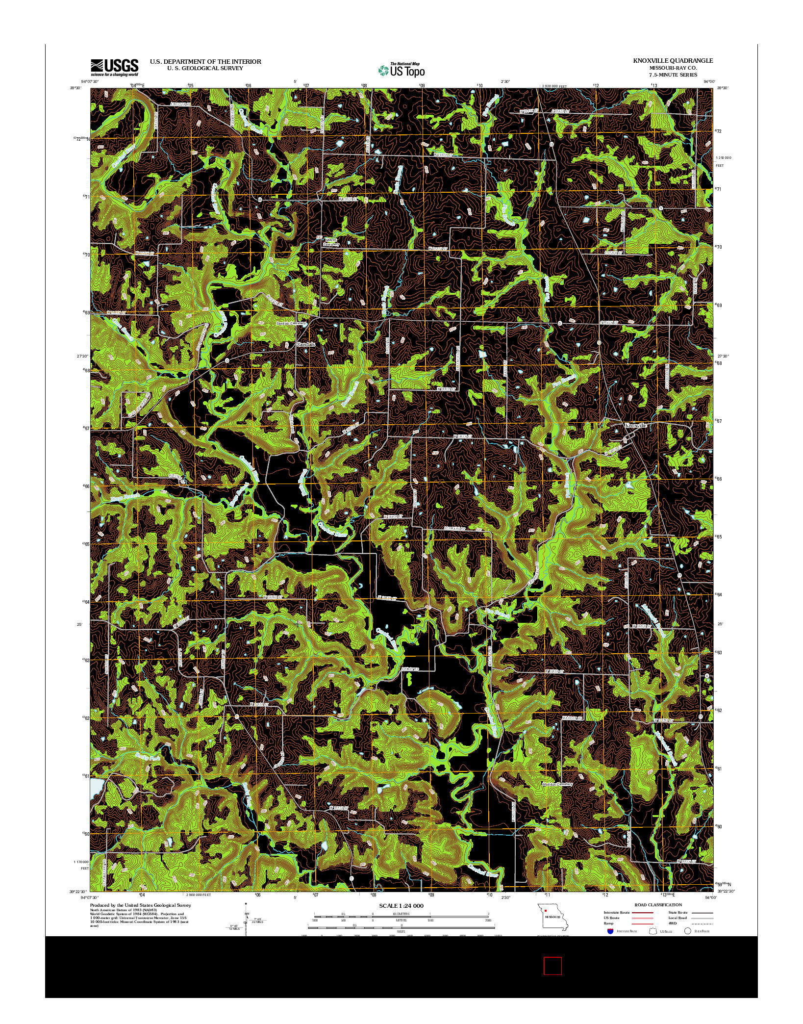 USGS US TOPO 7.5-MINUTE MAP FOR KNOXVILLE, MO 2012