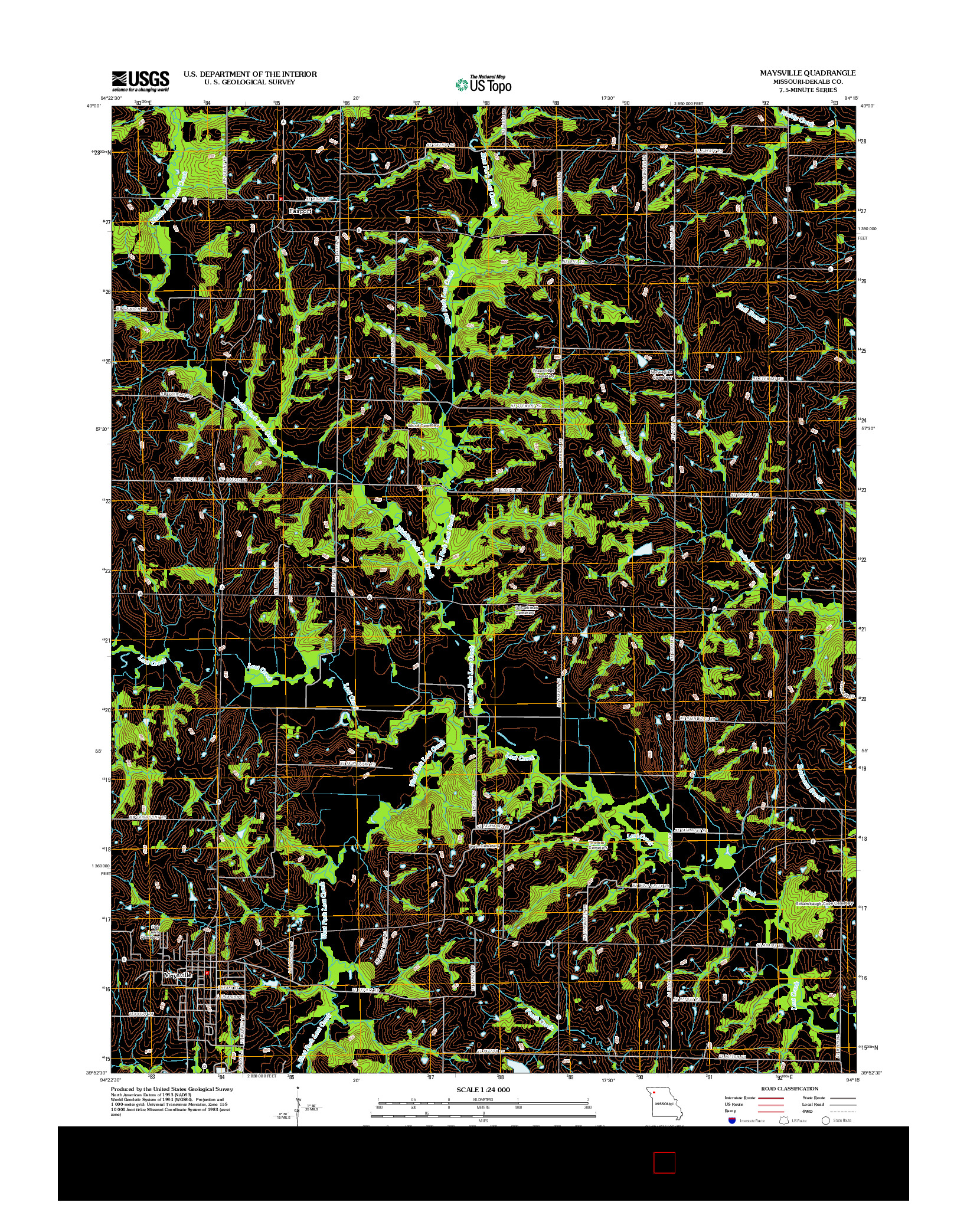 USGS US TOPO 7.5-MINUTE MAP FOR MAYSVILLE, MO 2012