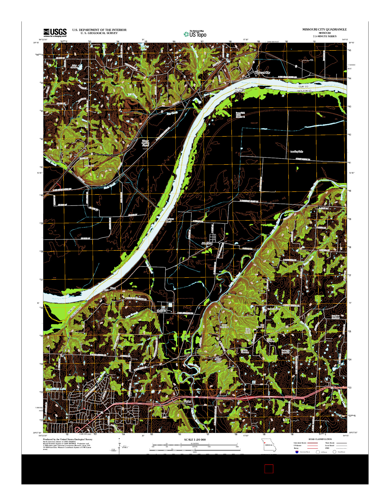 USGS US TOPO 7.5-MINUTE MAP FOR MISSOURI CITY, MO 2012