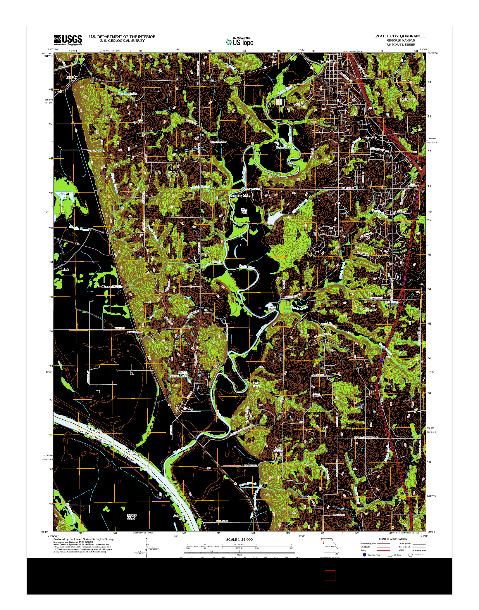 USGS US TOPO 7.5-MINUTE MAP FOR PLATTE CITY, MO-KS 2012