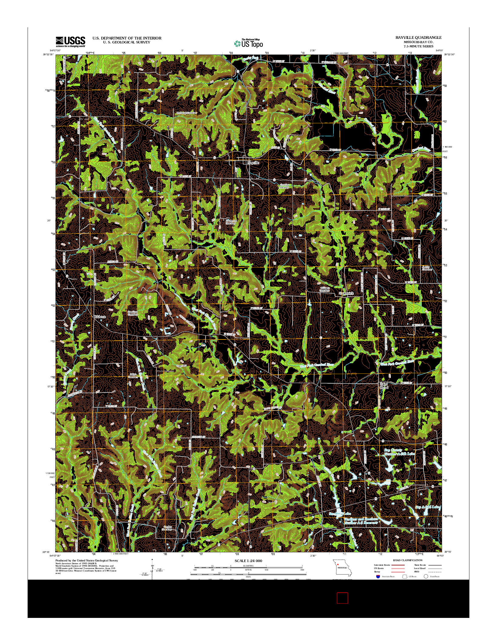 USGS US TOPO 7.5-MINUTE MAP FOR RAYVILLE, MO 2012