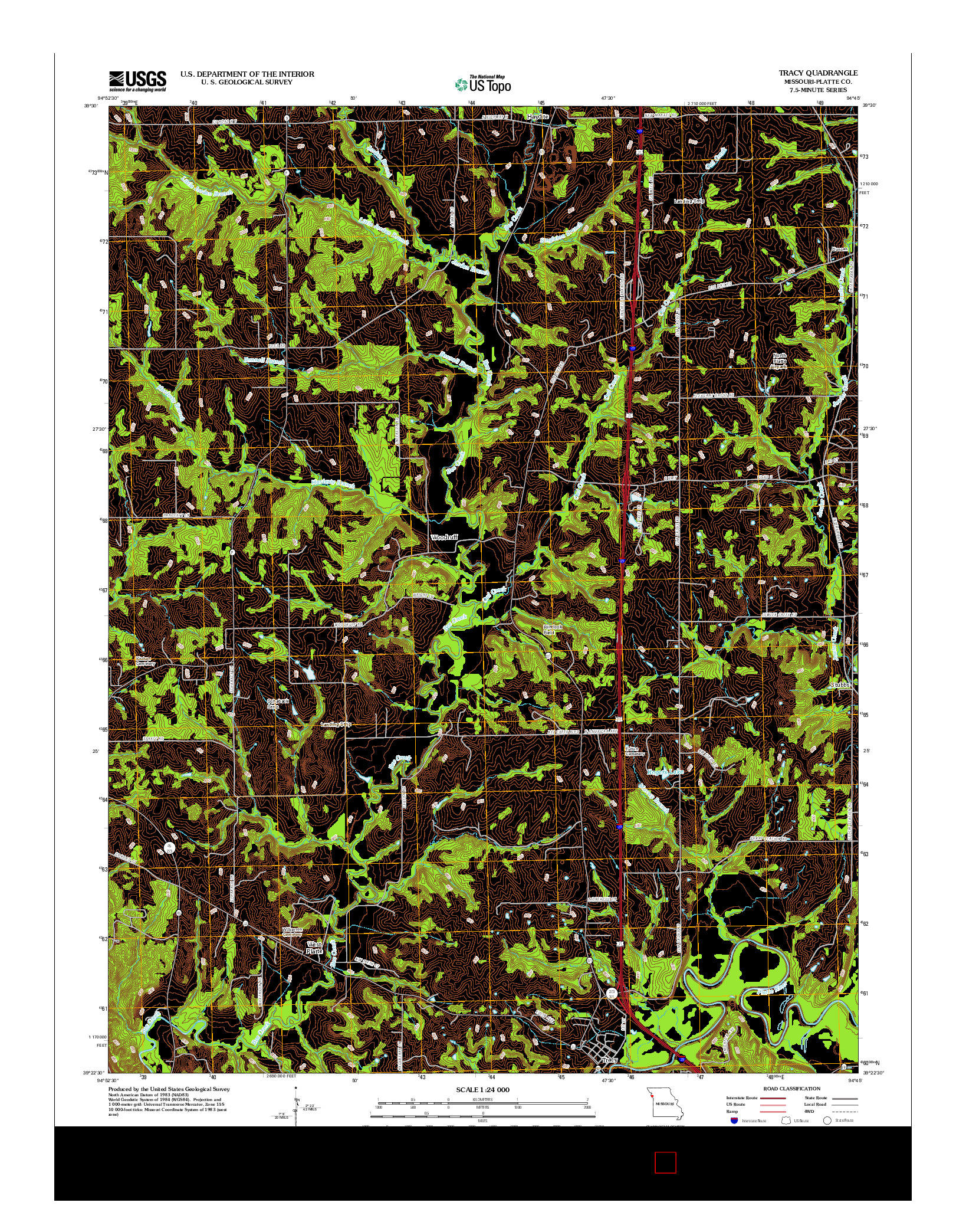 USGS US TOPO 7.5-MINUTE MAP FOR TRACY, MO 2012