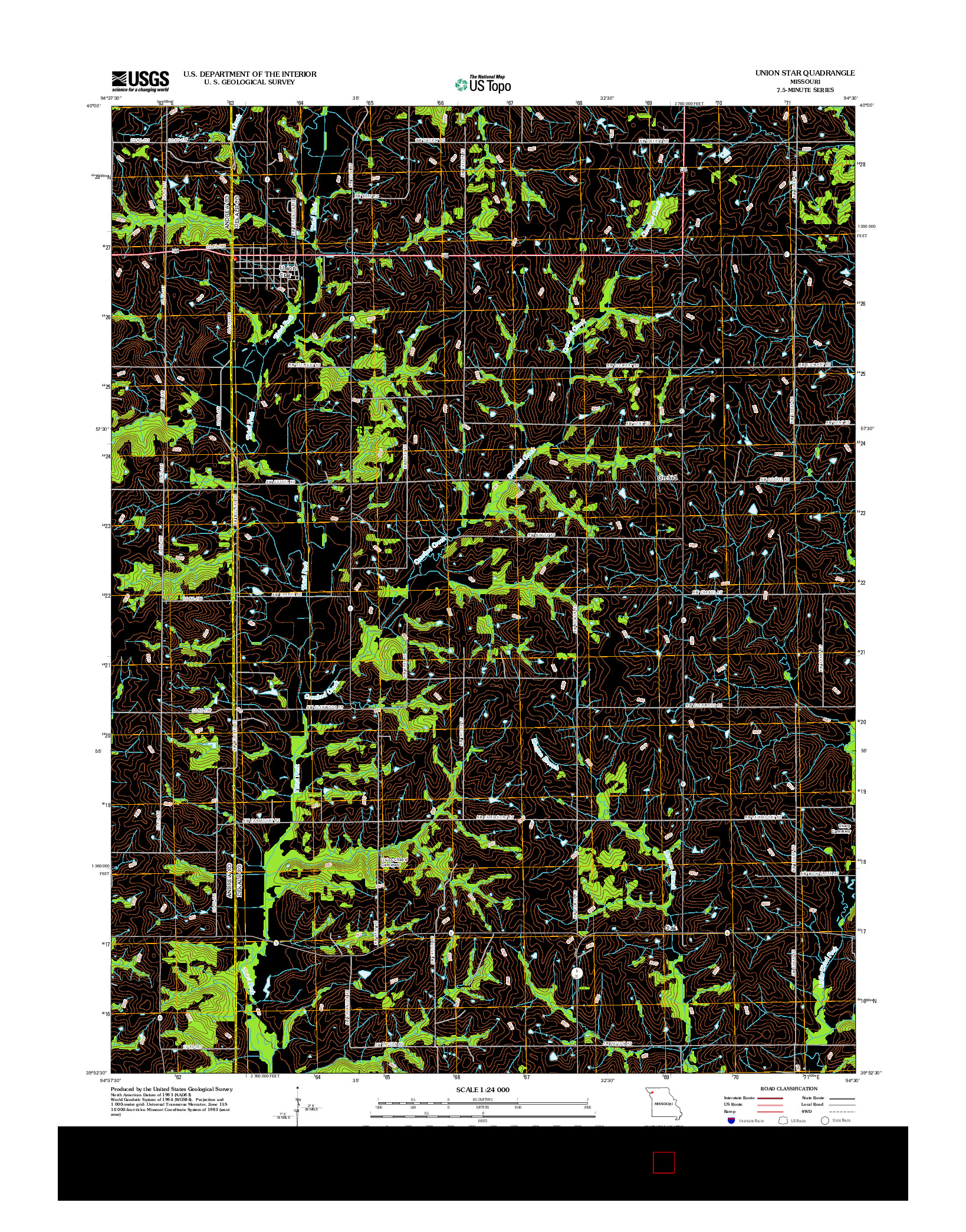 USGS US TOPO 7.5-MINUTE MAP FOR UNION STAR, MO 2012