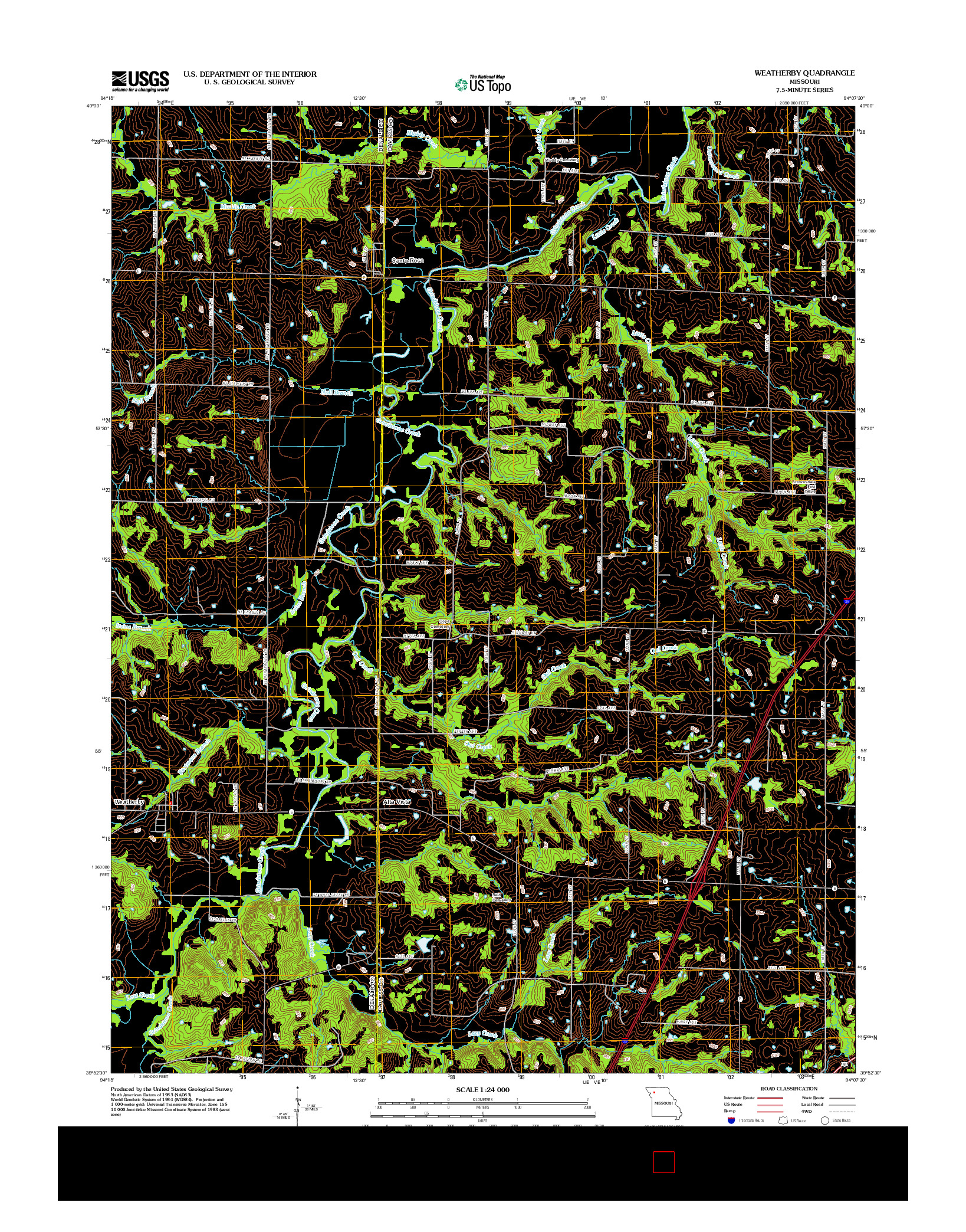 USGS US TOPO 7.5-MINUTE MAP FOR WEATHERBY, MO 2012