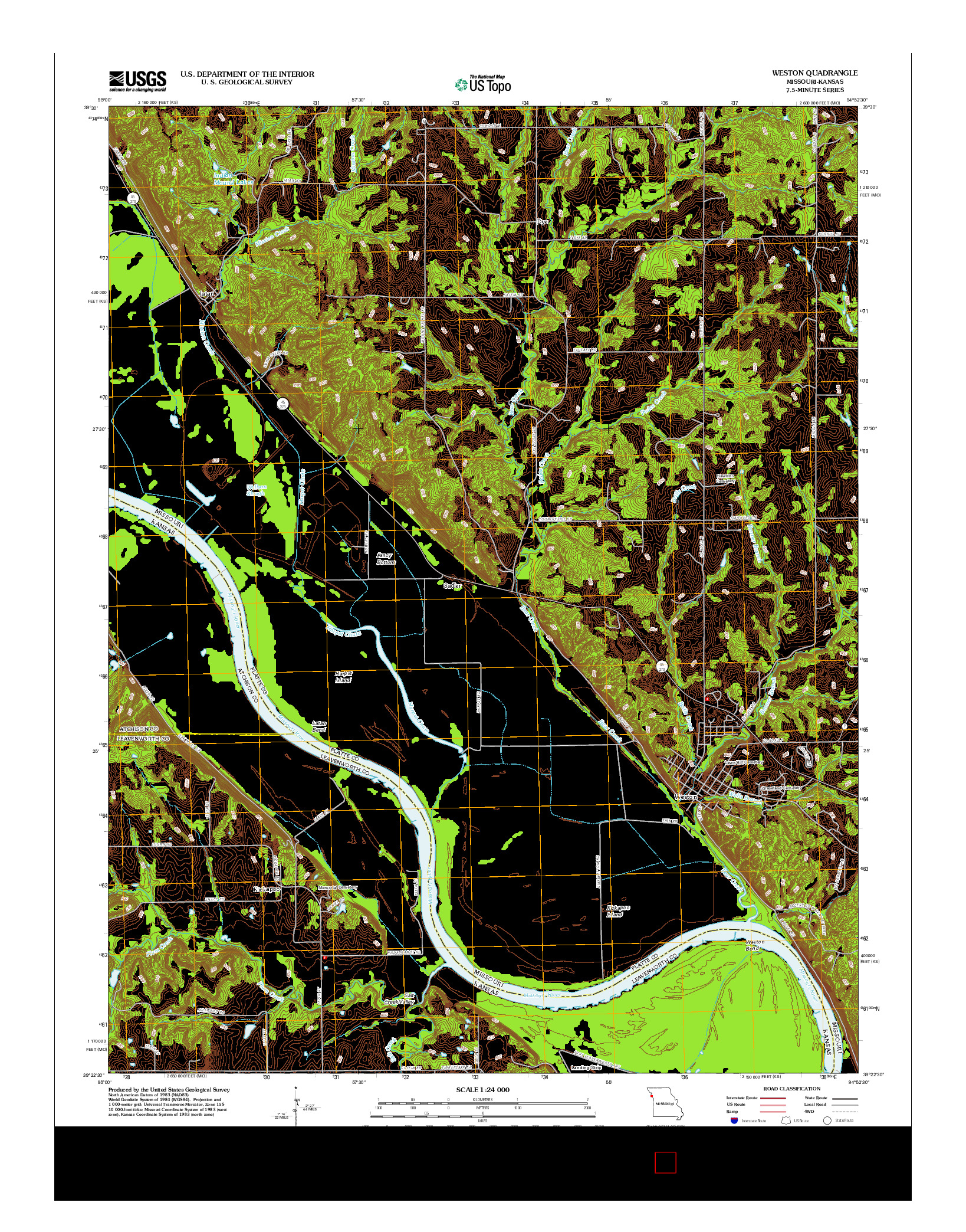 USGS US TOPO 7.5-MINUTE MAP FOR WESTON, MO-KS 2012