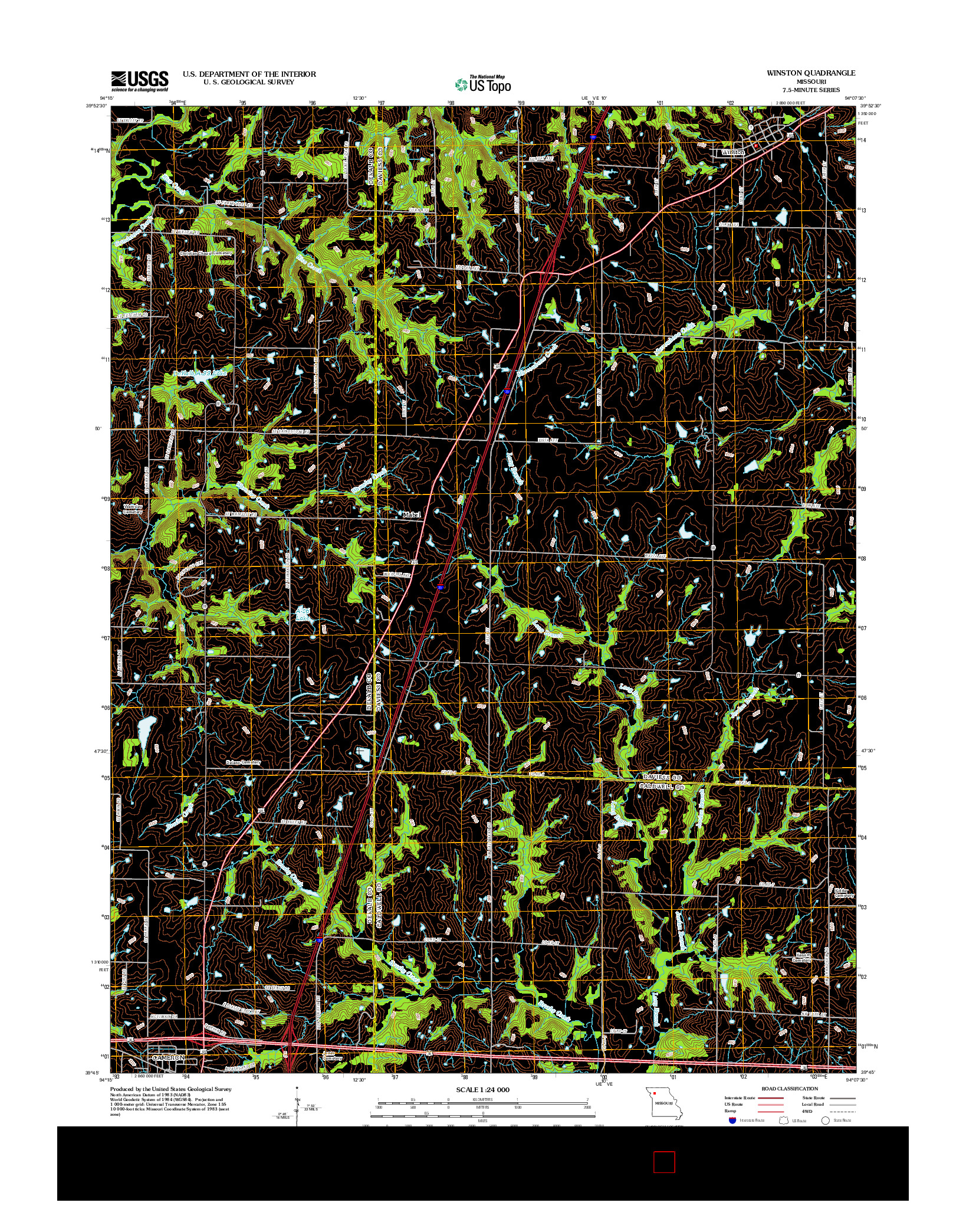 USGS US TOPO 7.5-MINUTE MAP FOR WINSTON, MO 2012