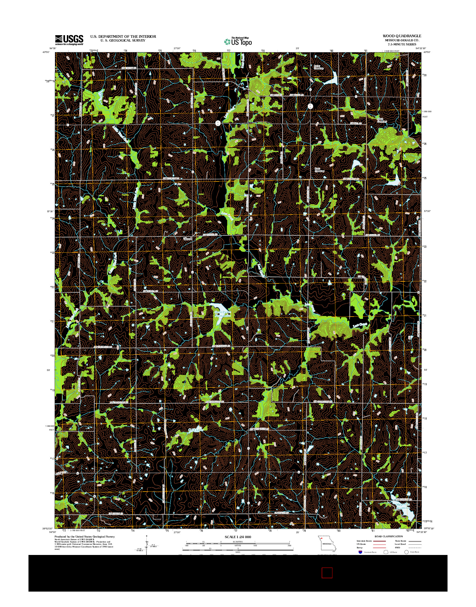 USGS US TOPO 7.5-MINUTE MAP FOR WOOD, MO 2012