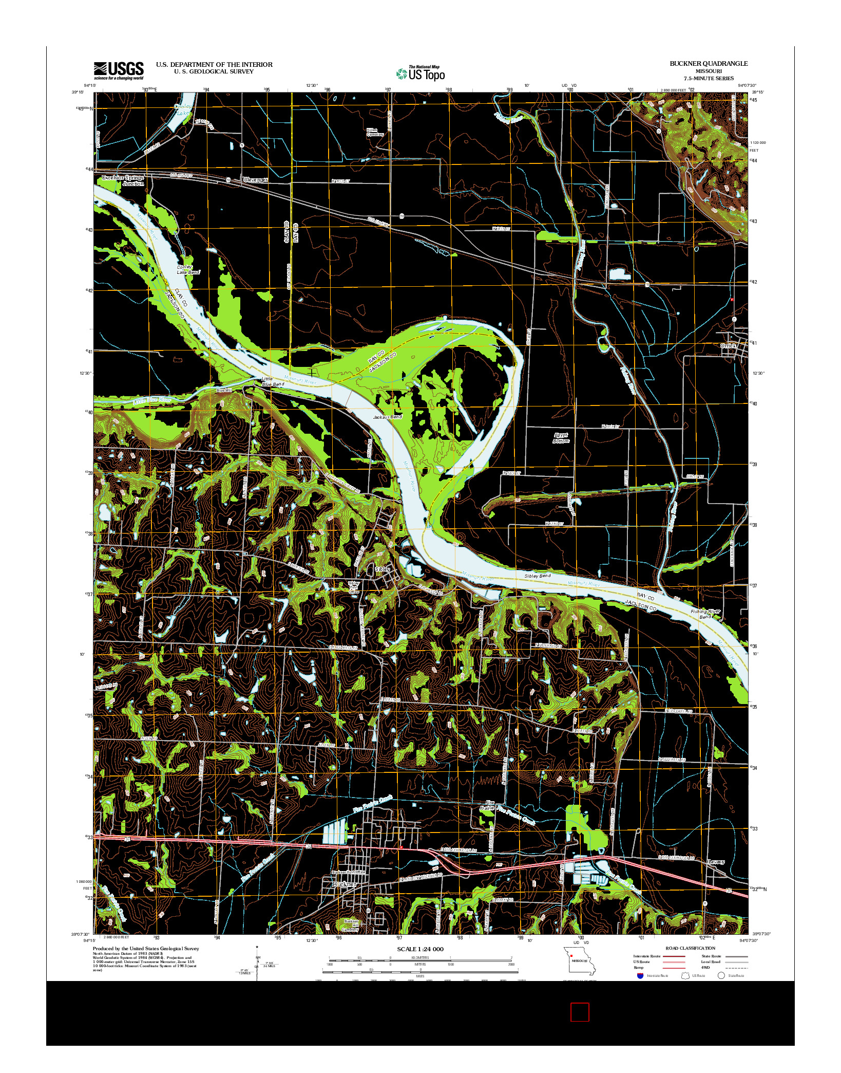 USGS US TOPO 7.5-MINUTE MAP FOR BUCKNER, MO 2012