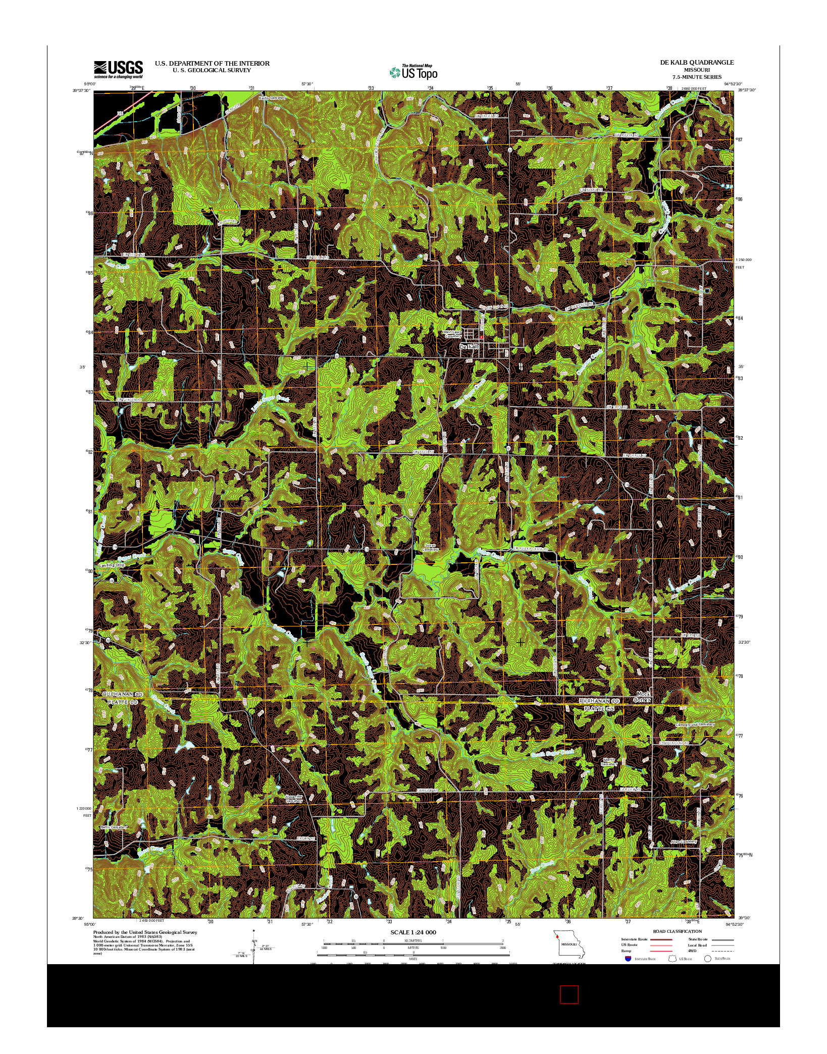 USGS US TOPO 7.5-MINUTE MAP FOR DE KALB, MO 2012