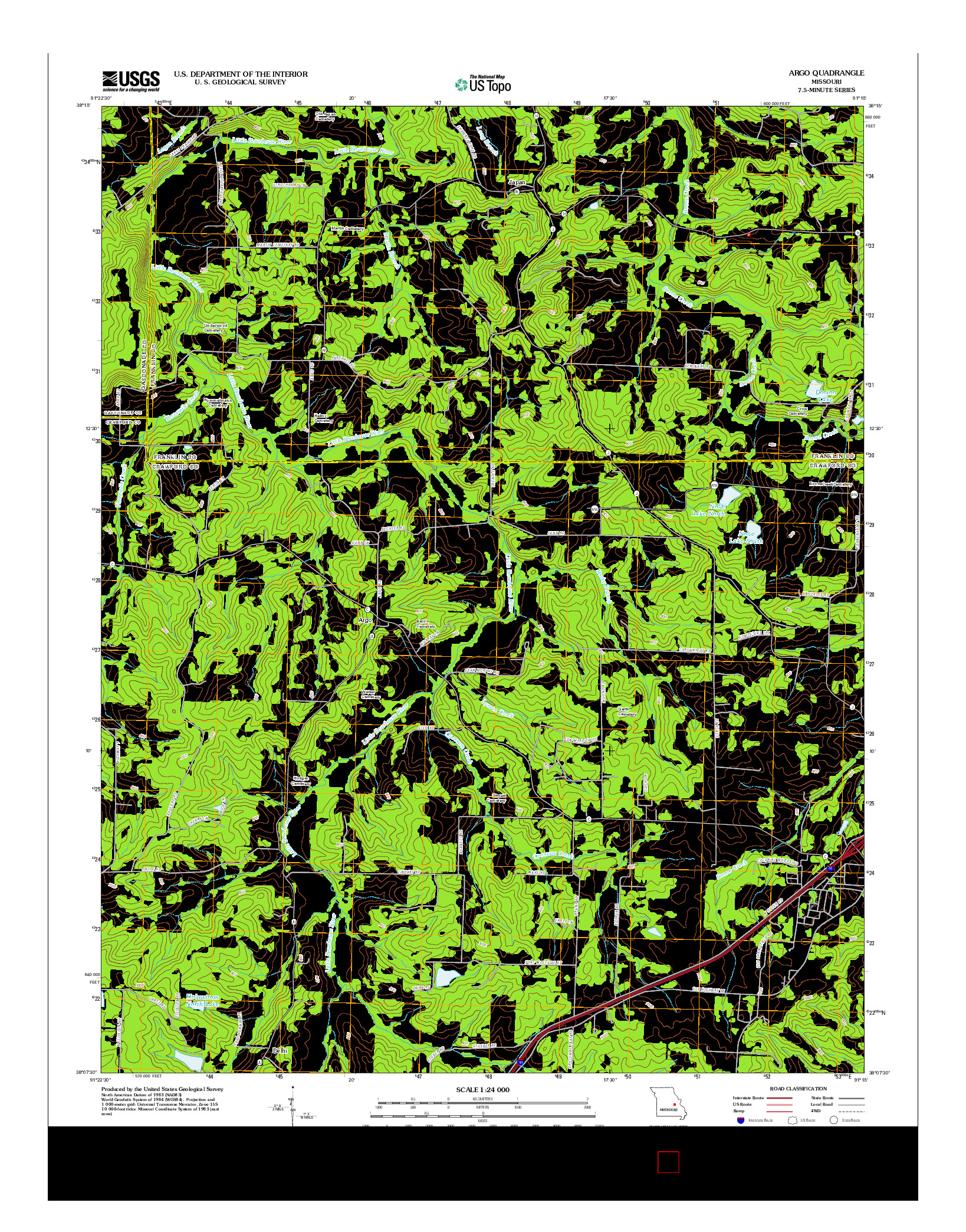 USGS US TOPO 7.5-MINUTE MAP FOR ARGO, MO 2012