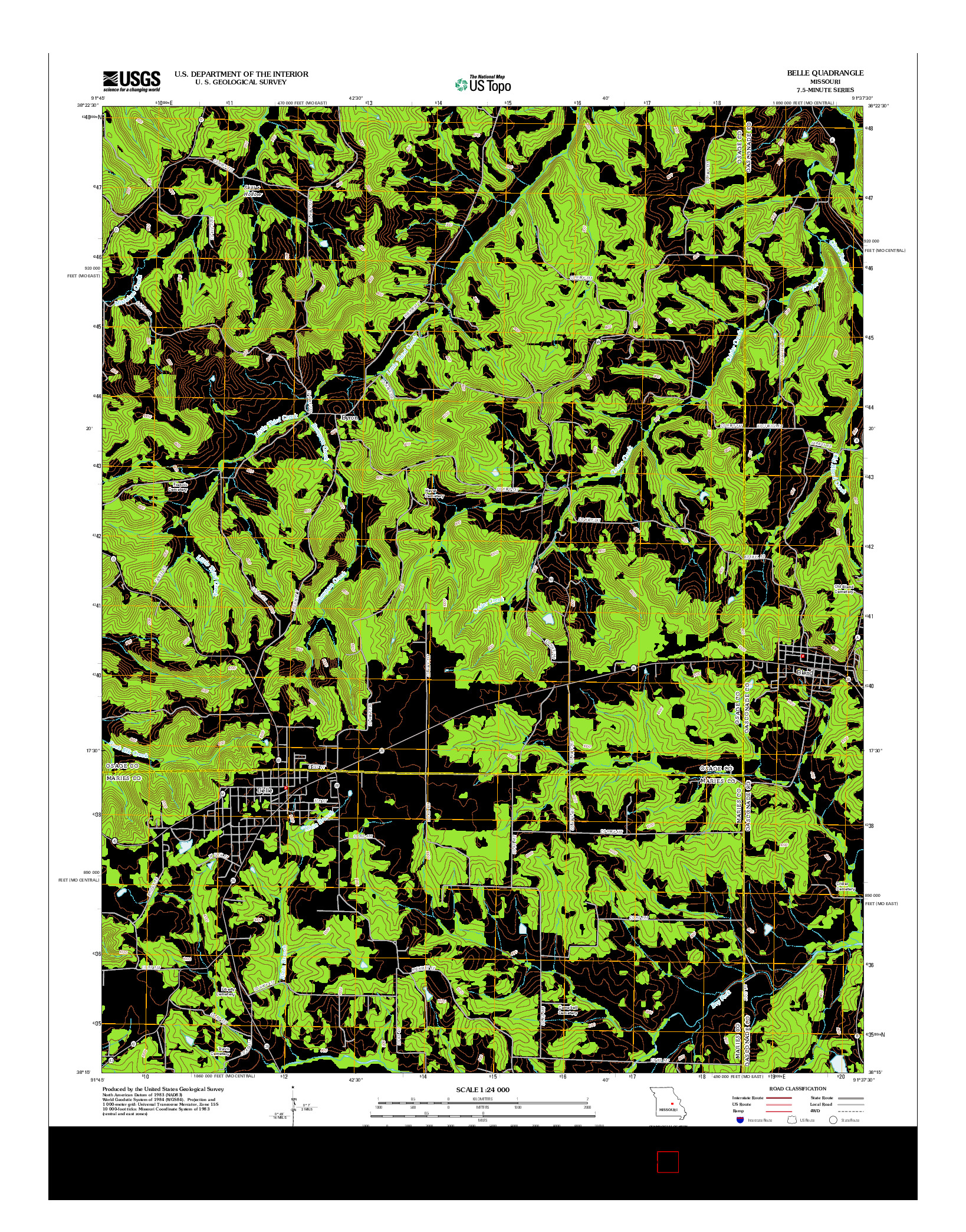 USGS US TOPO 7.5-MINUTE MAP FOR BELLE, MO 2012