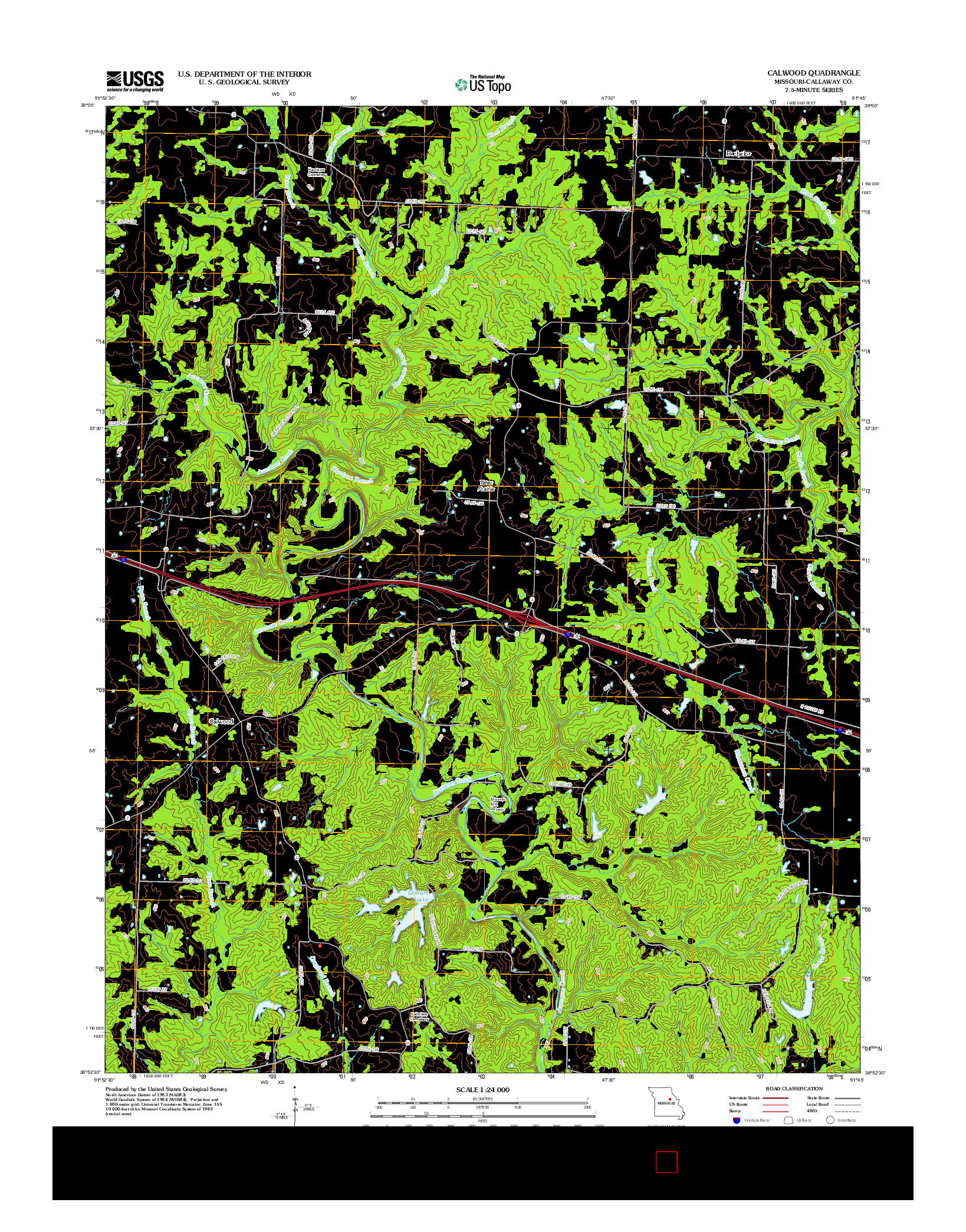 USGS US TOPO 7.5-MINUTE MAP FOR CALWOOD, MO 2012