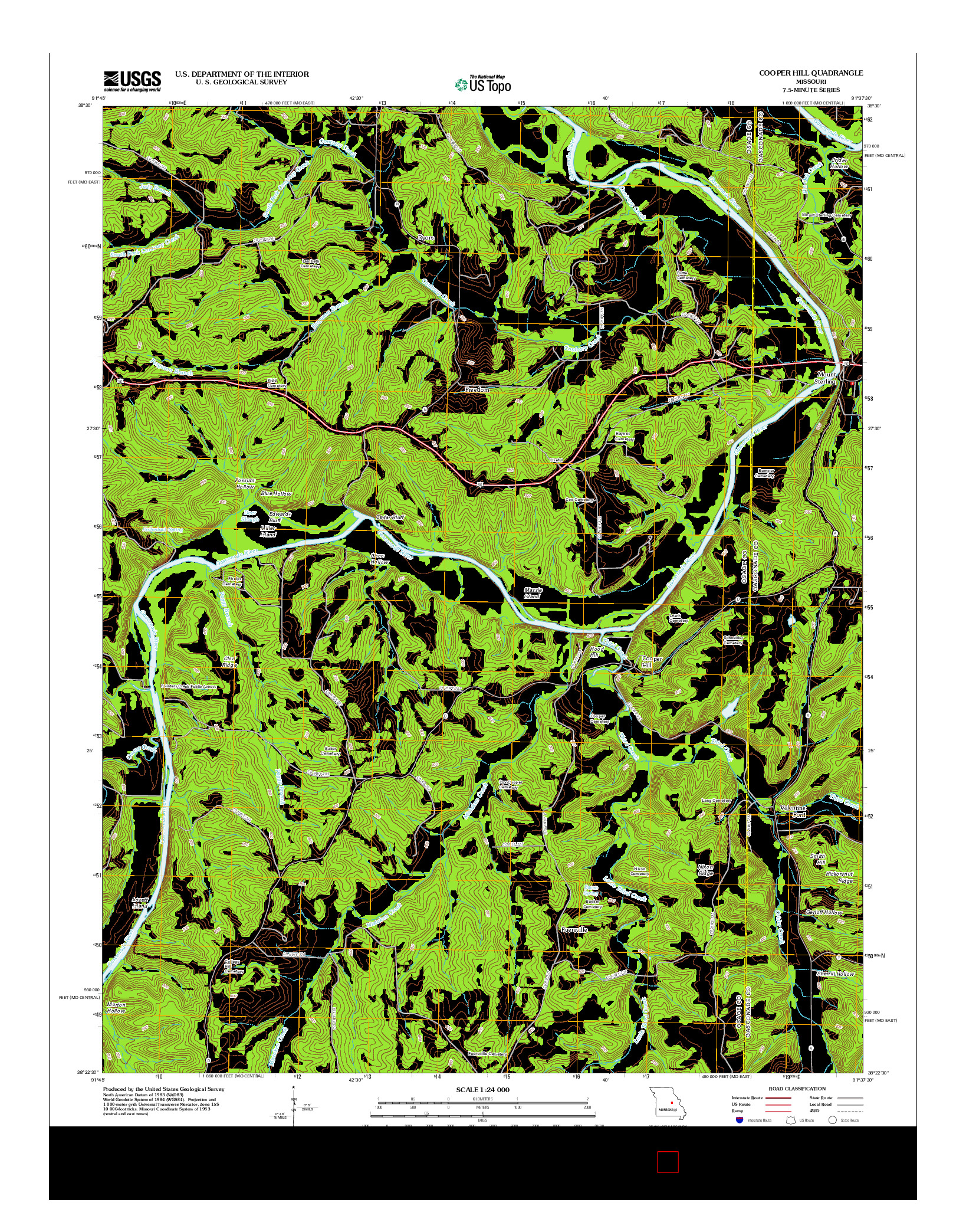 USGS US TOPO 7.5-MINUTE MAP FOR COOPER HILL, MO 2012