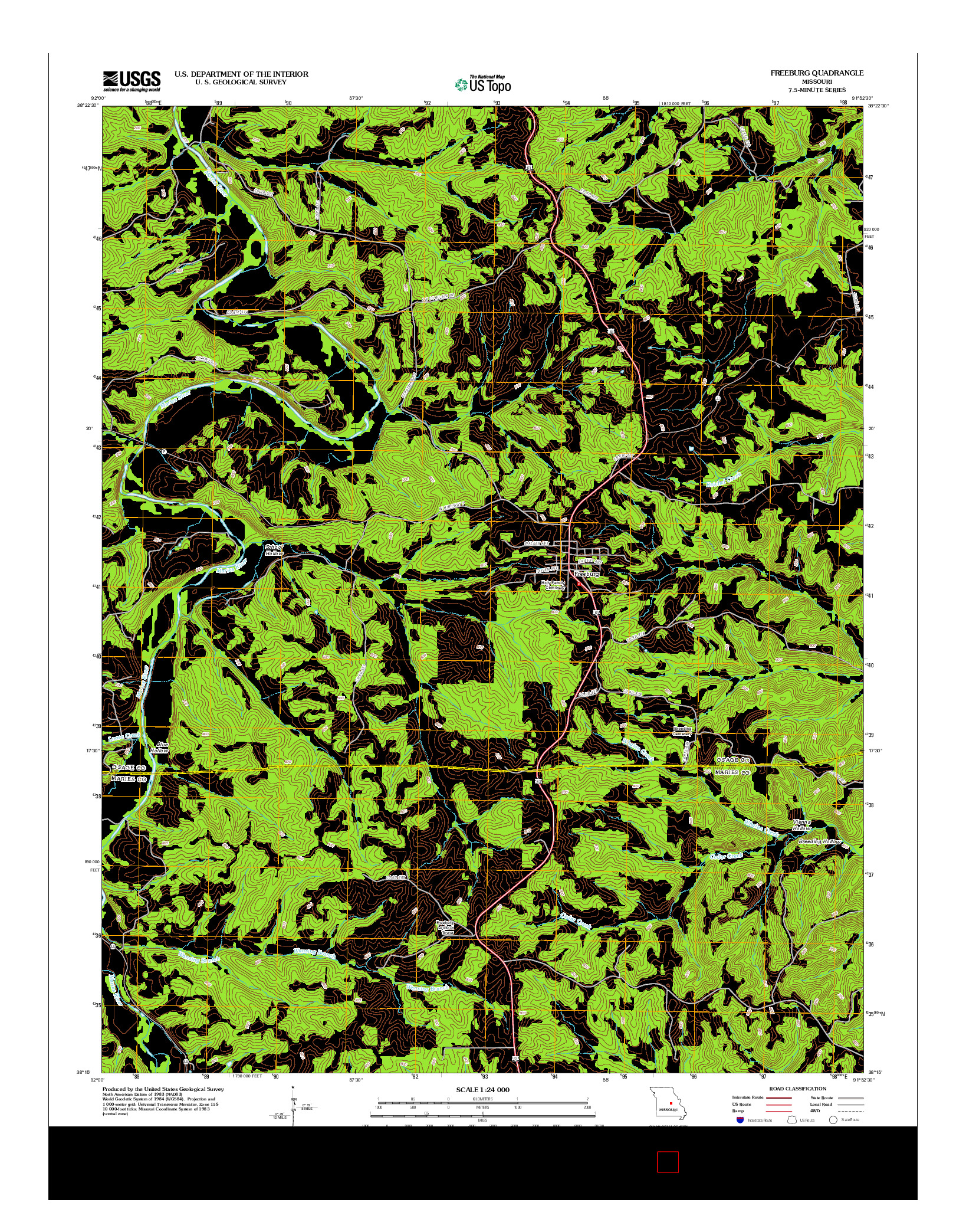USGS US TOPO 7.5-MINUTE MAP FOR FREEBURG, MO 2012