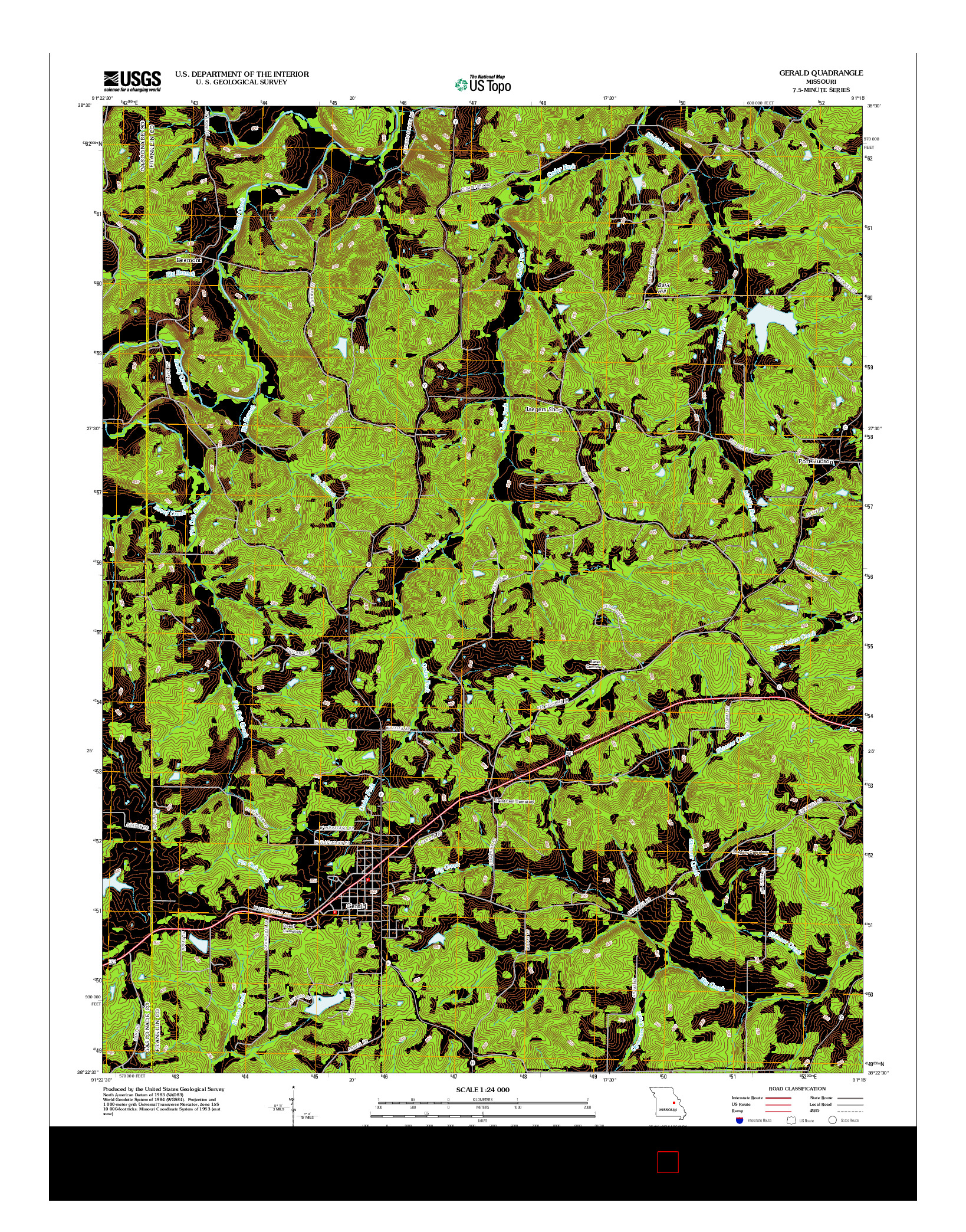 USGS US TOPO 7.5-MINUTE MAP FOR GERALD, MO 2012