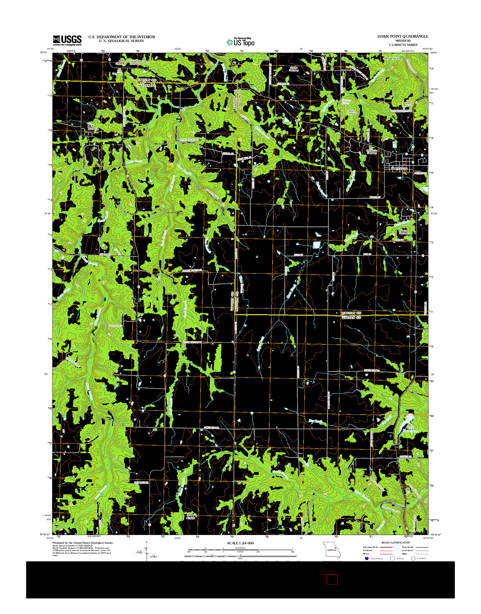 USGS US TOPO 7.5-MINUTE MAP FOR HAWK POINT, MO 2012