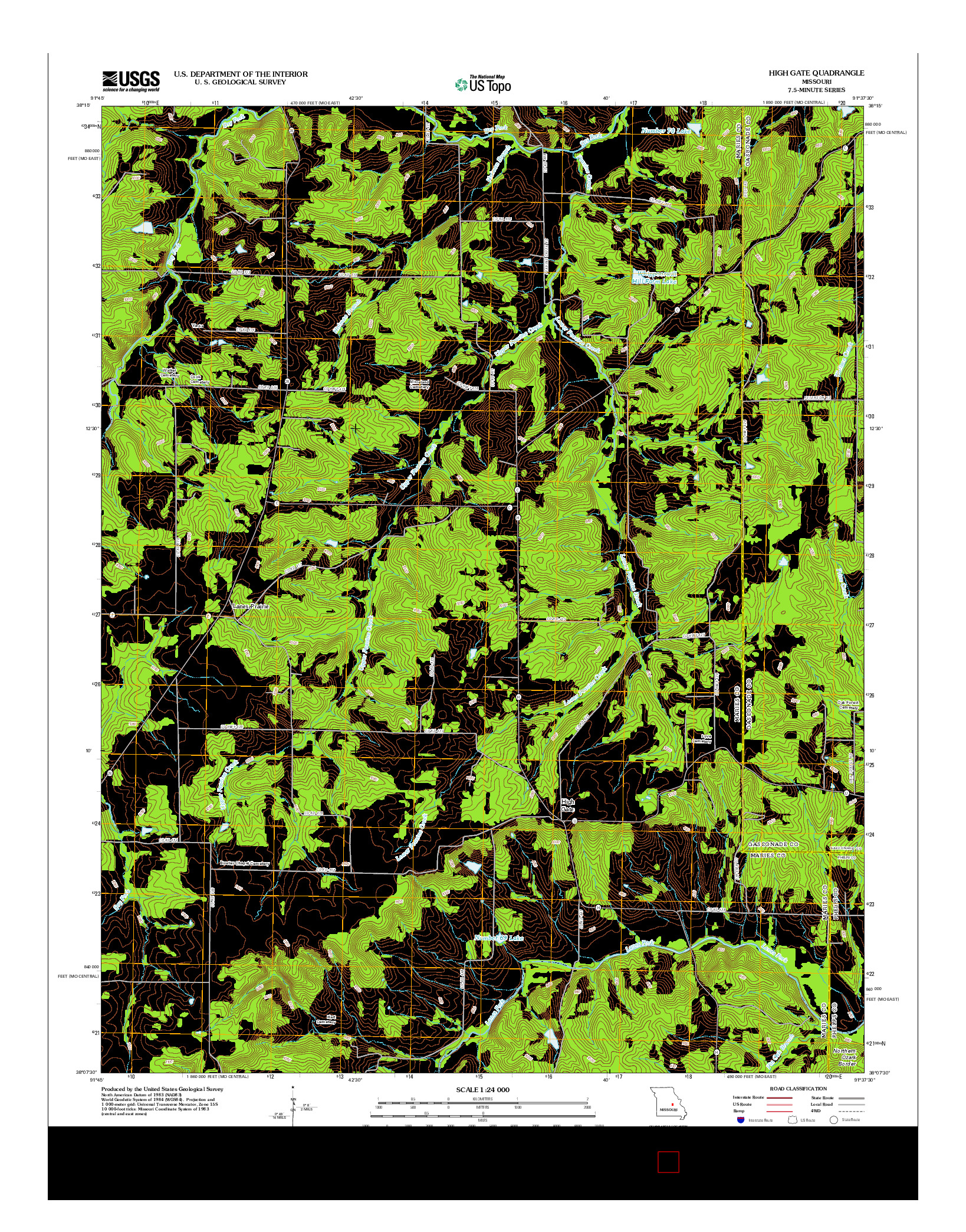 USGS US TOPO 7.5-MINUTE MAP FOR HIGH GATE, MO 2012