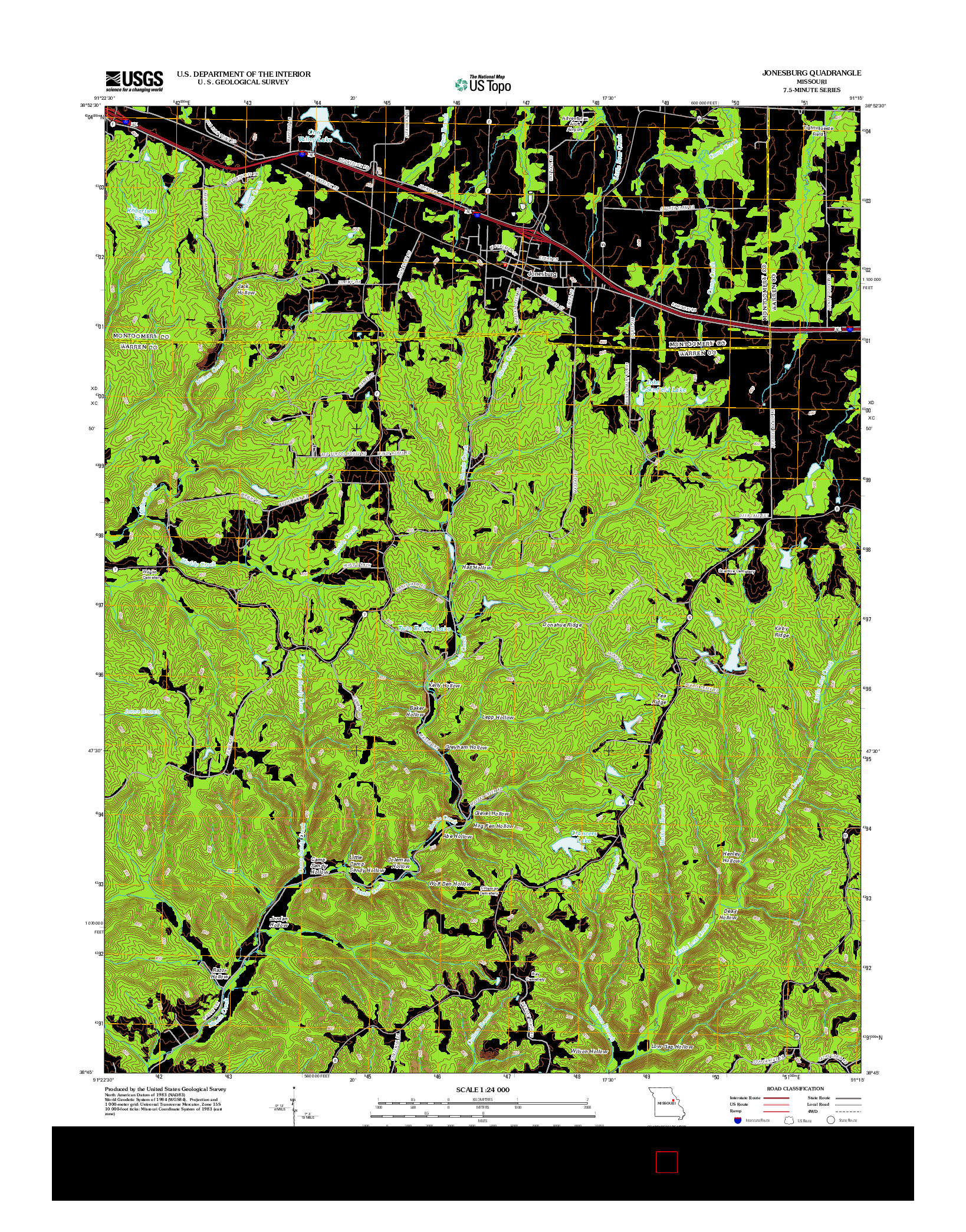 USGS US TOPO 7.5-MINUTE MAP FOR JONESBURG, MO 2012