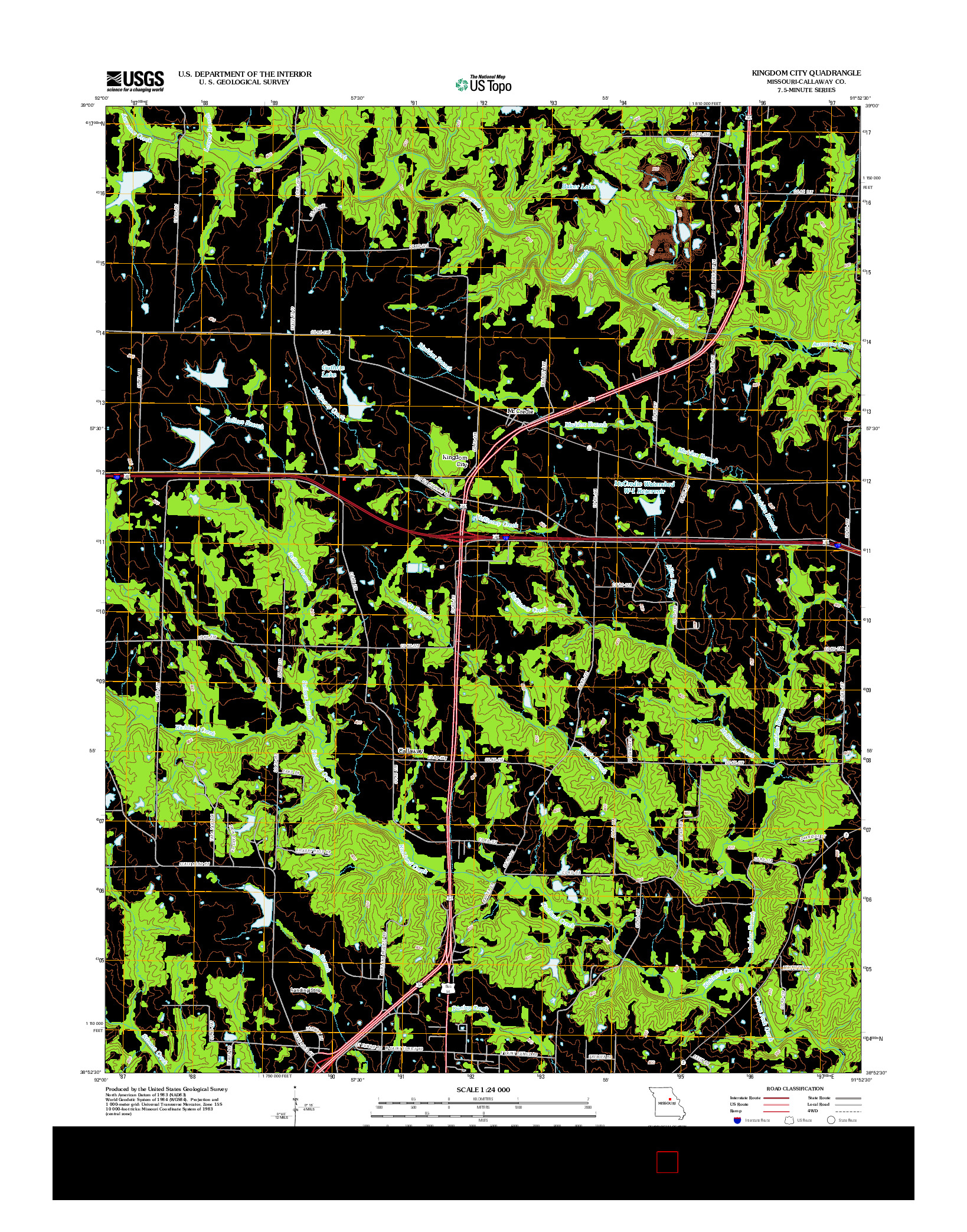 USGS US TOPO 7.5-MINUTE MAP FOR KINGDOM CITY, MO 2012