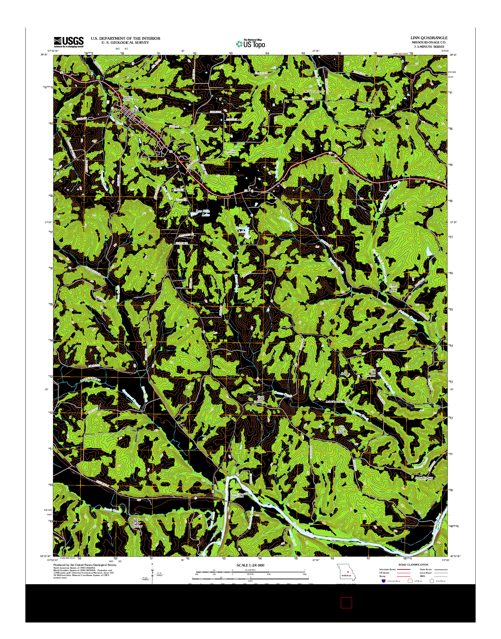 USGS US TOPO 7.5-MINUTE MAP FOR LINN, MO 2012