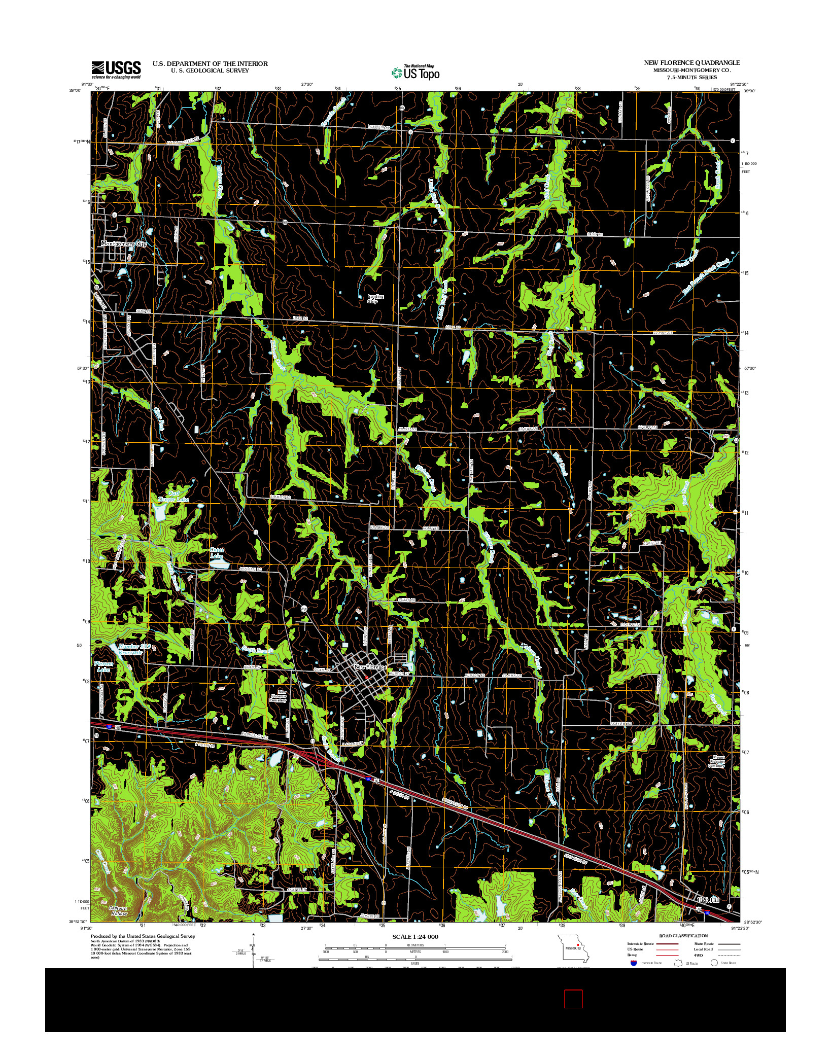 USGS US TOPO 7.5-MINUTE MAP FOR NEW FLORENCE, MO 2012