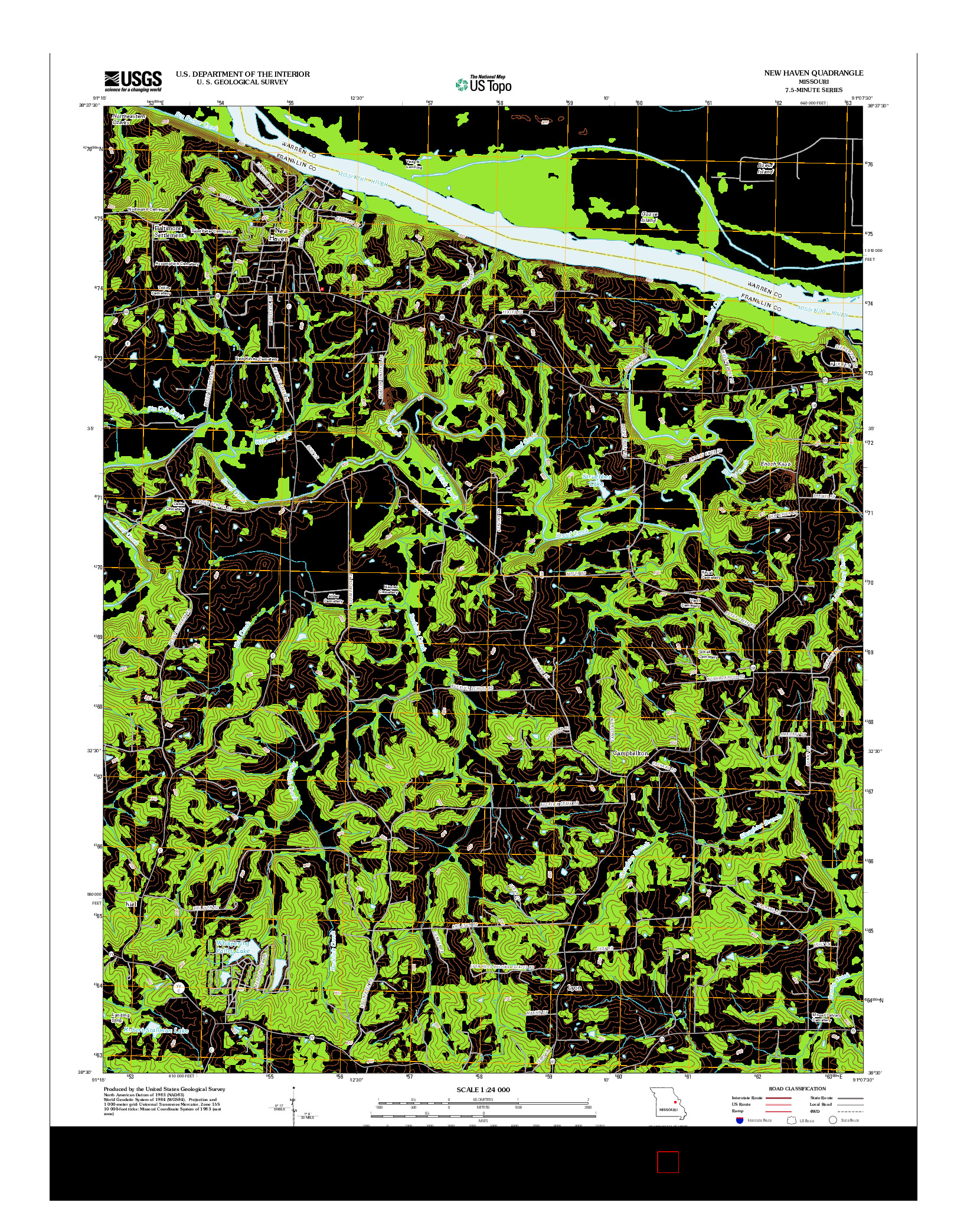 USGS US TOPO 7.5-MINUTE MAP FOR NEW HAVEN, MO 2012
