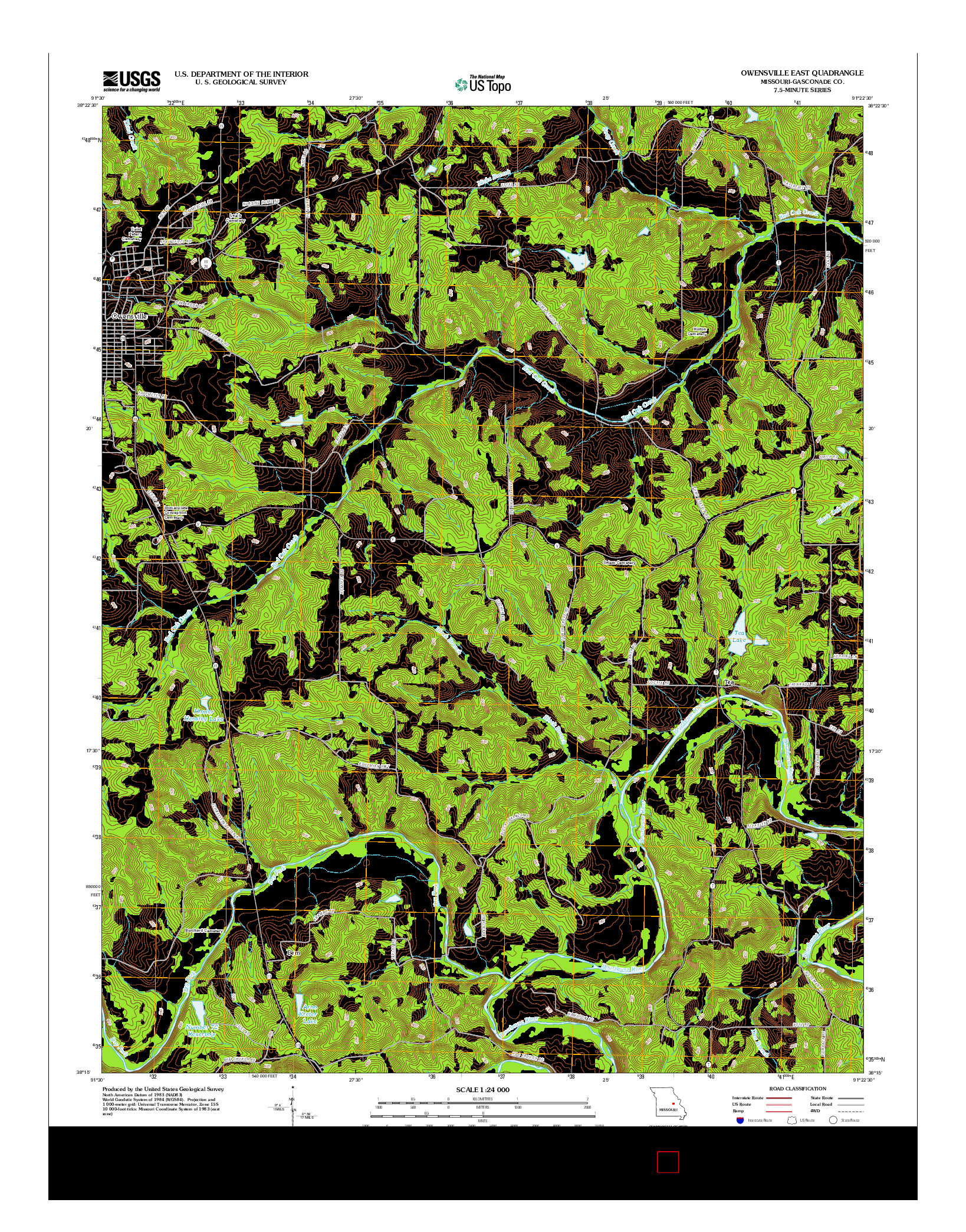 USGS US TOPO 7.5-MINUTE MAP FOR OWENSVILLE EAST, MO 2012
