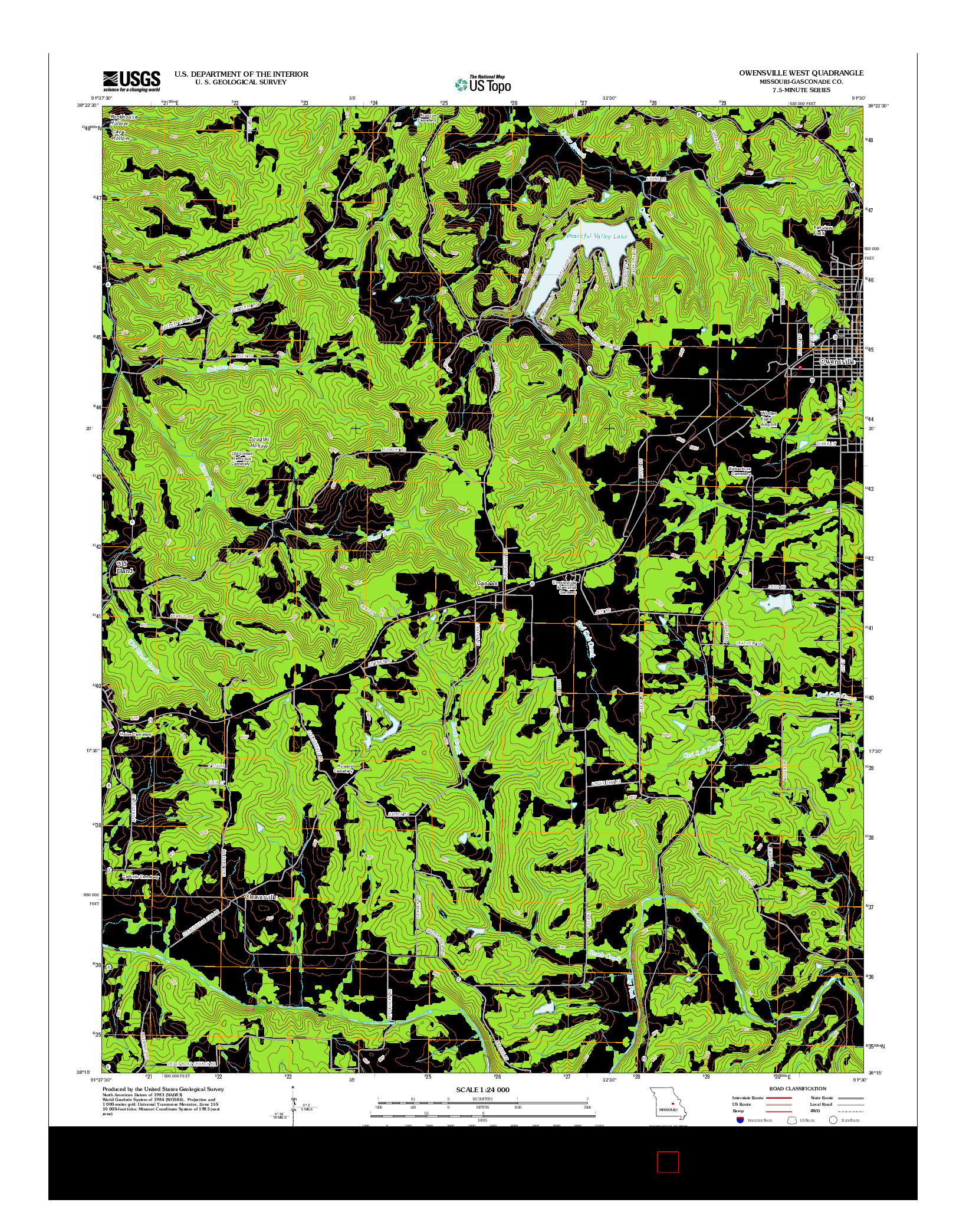 USGS US TOPO 7.5-MINUTE MAP FOR OWENSVILLE WEST, MO 2012