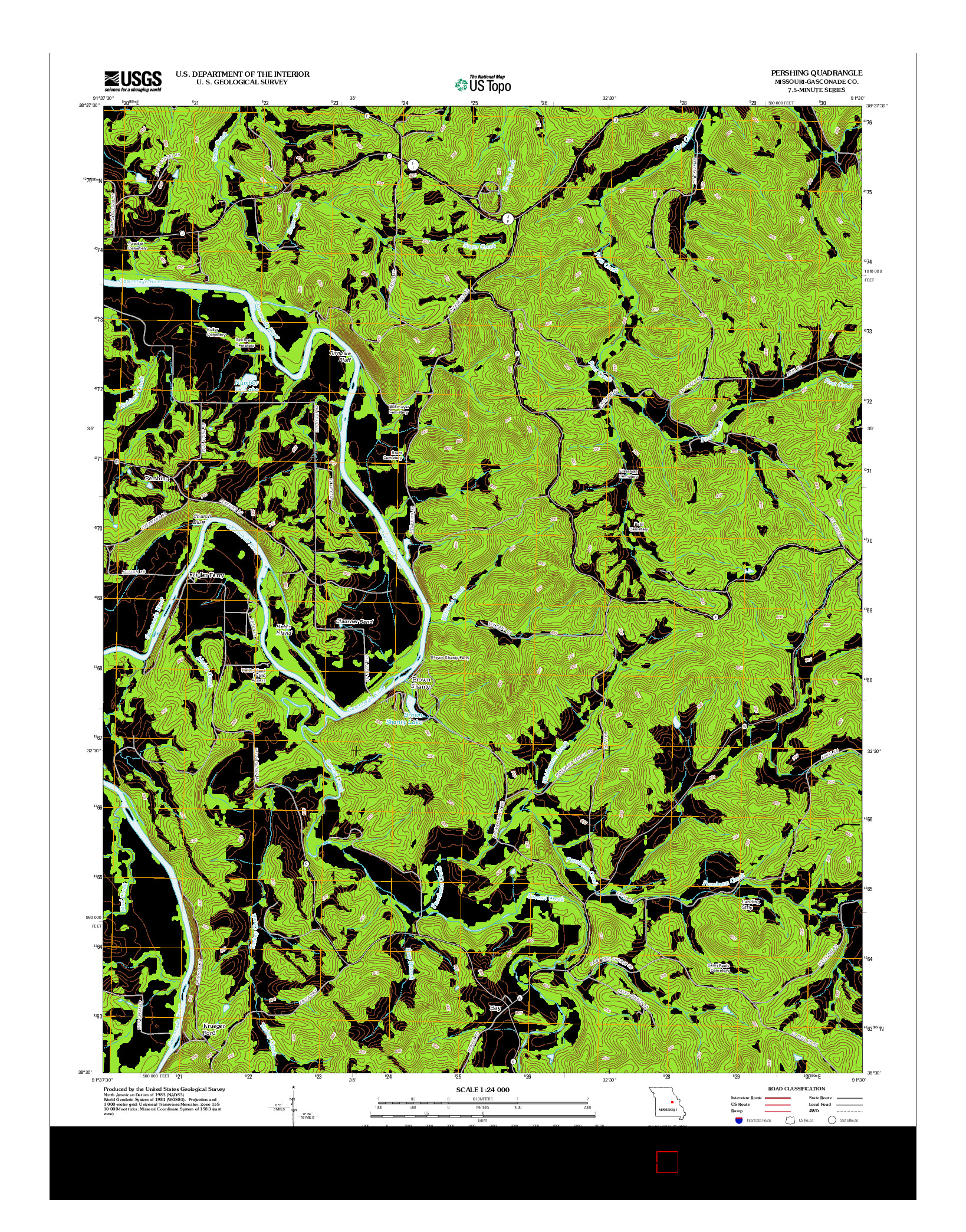 USGS US TOPO 7.5-MINUTE MAP FOR PERSHING, MO 2012