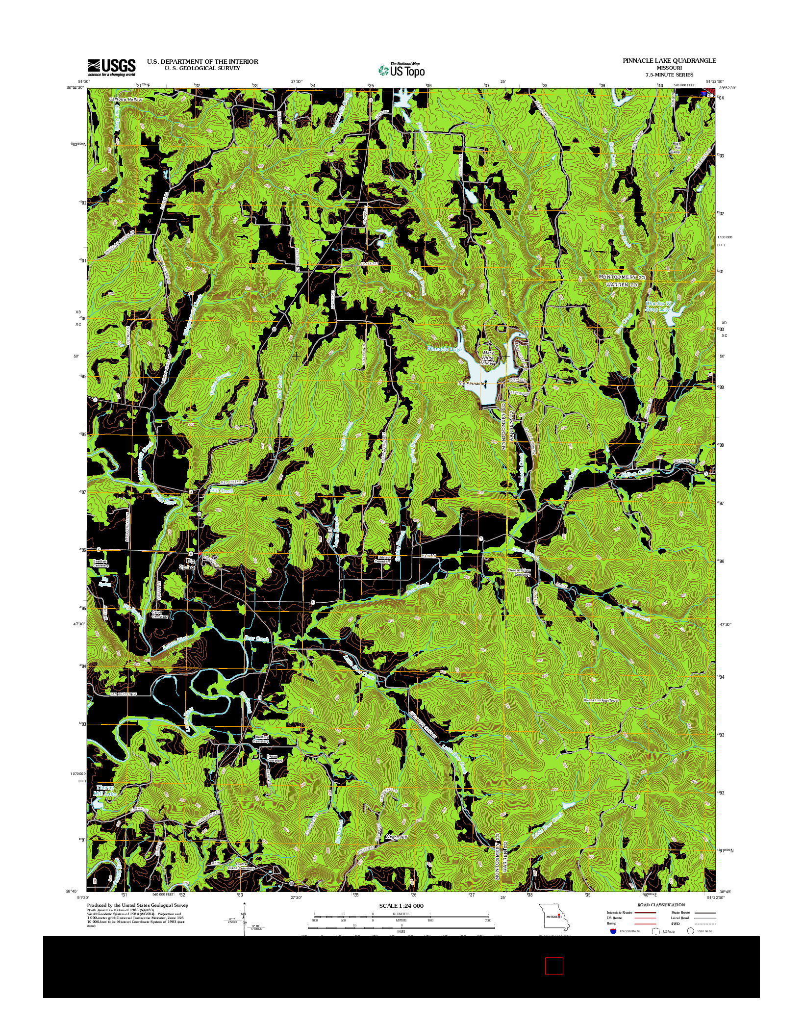 USGS US TOPO 7.5-MINUTE MAP FOR PINNACLE LAKE, MO 2012