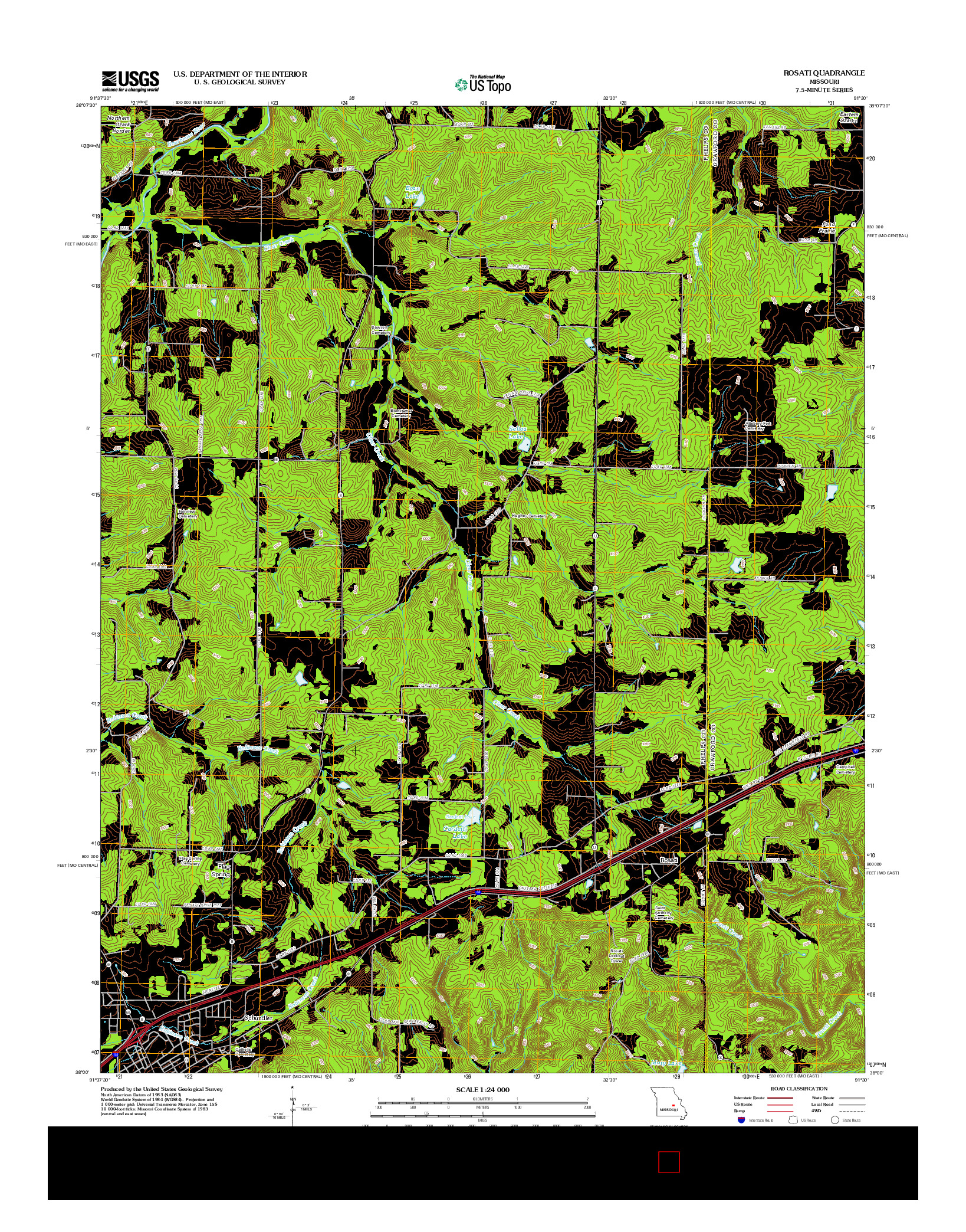 USGS US TOPO 7.5-MINUTE MAP FOR ROSATI, MO 2012