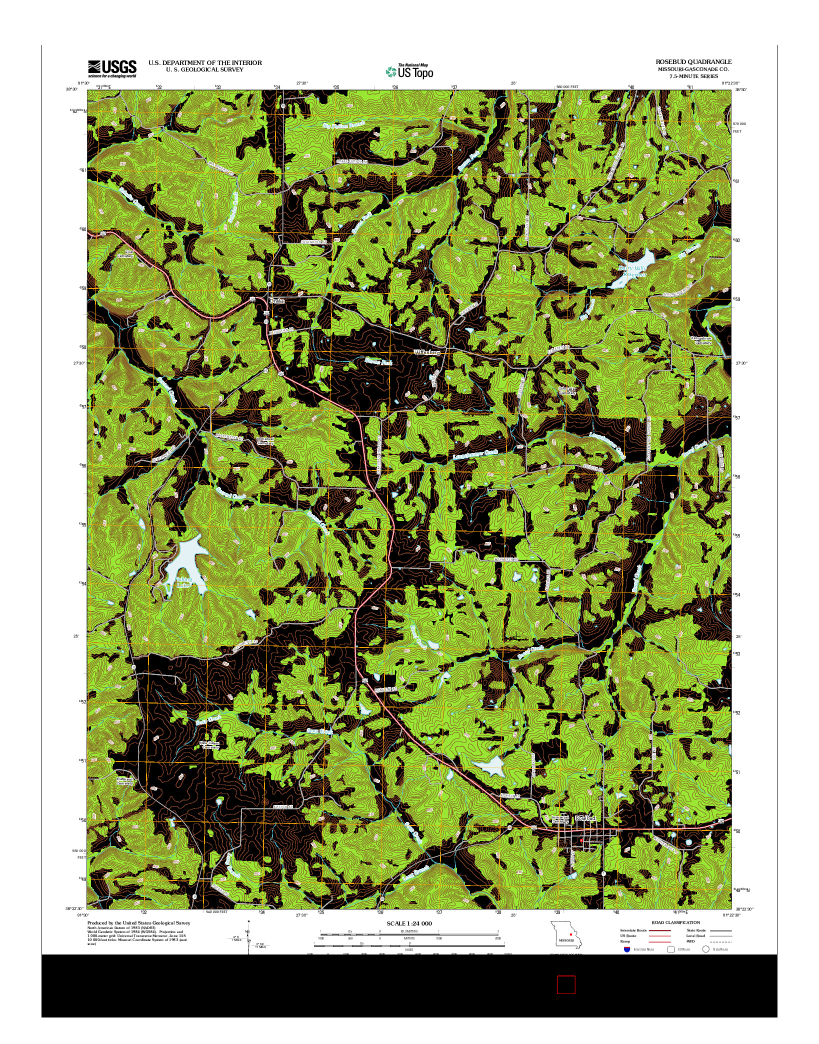 USGS US TOPO 7.5-MINUTE MAP FOR ROSEBUD, MO 2012