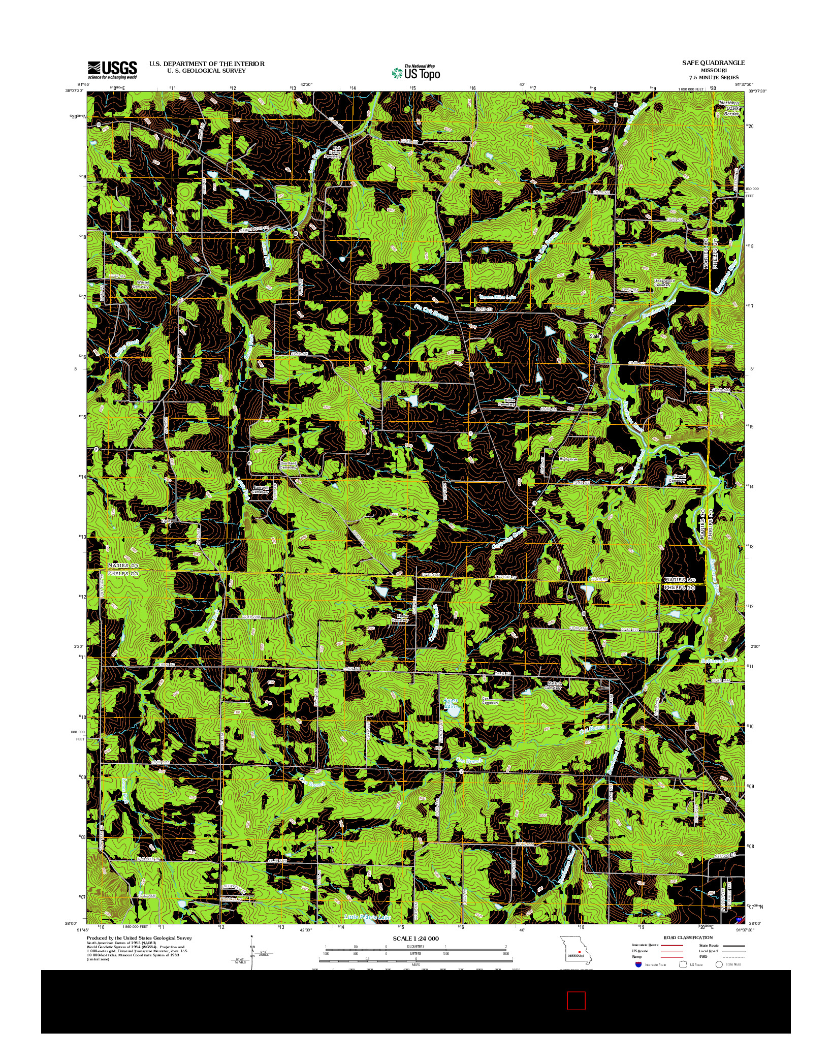 USGS US TOPO 7.5-MINUTE MAP FOR SAFE, MO 2012