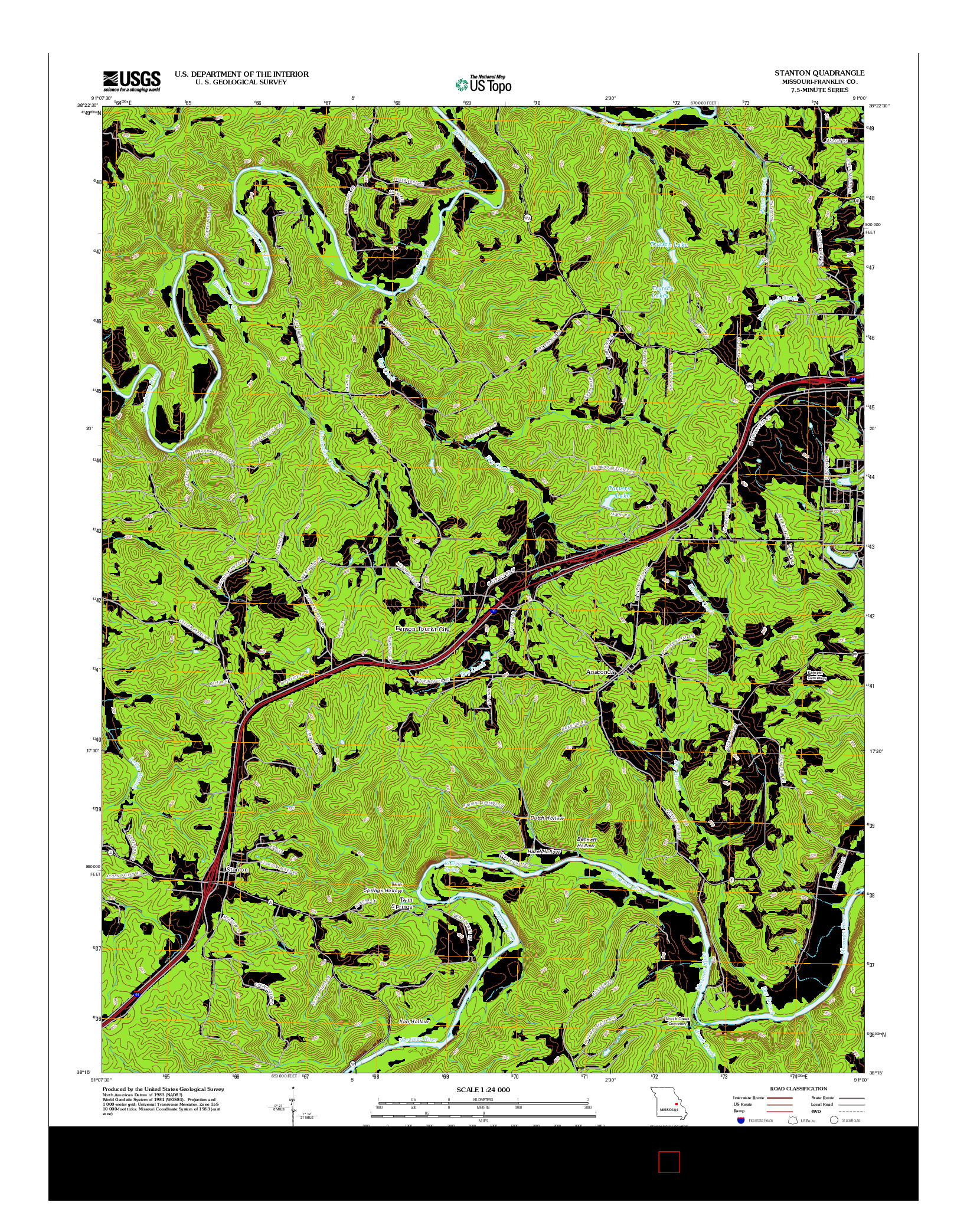 USGS US TOPO 7.5-MINUTE MAP FOR STANTON, MO 2012
