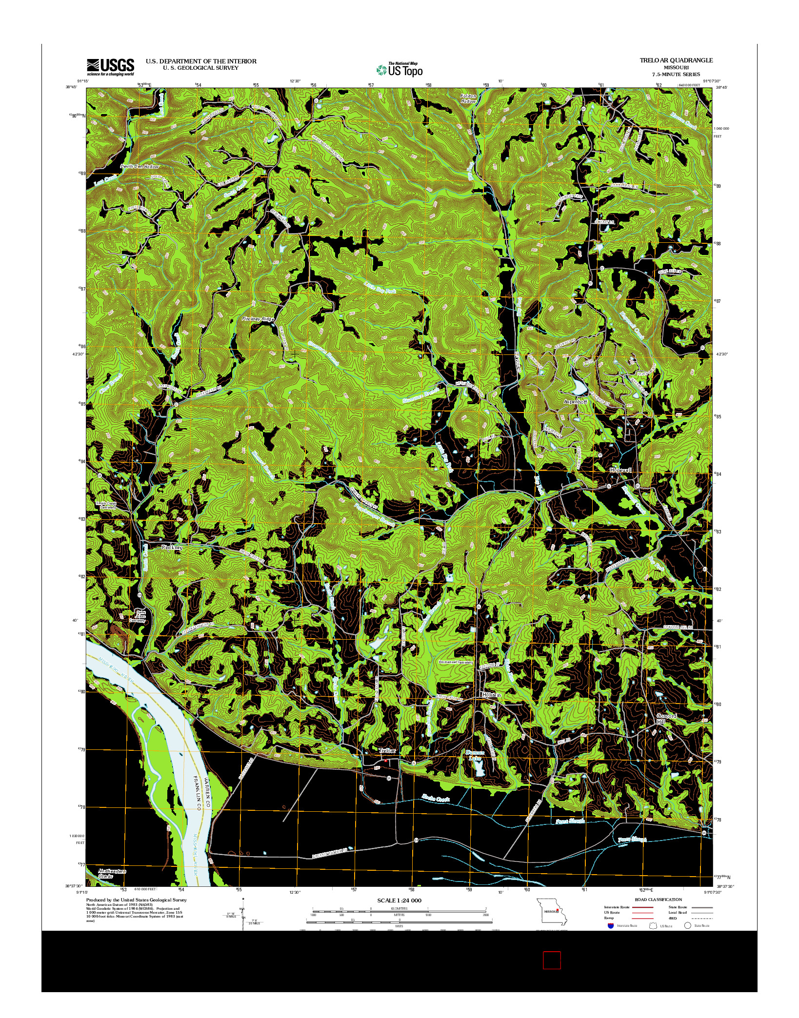 USGS US TOPO 7.5-MINUTE MAP FOR TRELOAR, MO 2012