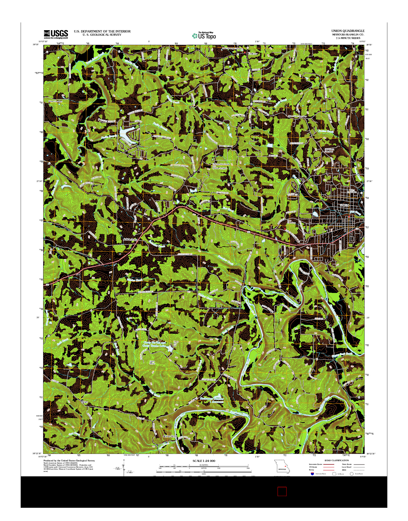 USGS US TOPO 7.5-MINUTE MAP FOR UNION, MO 2012