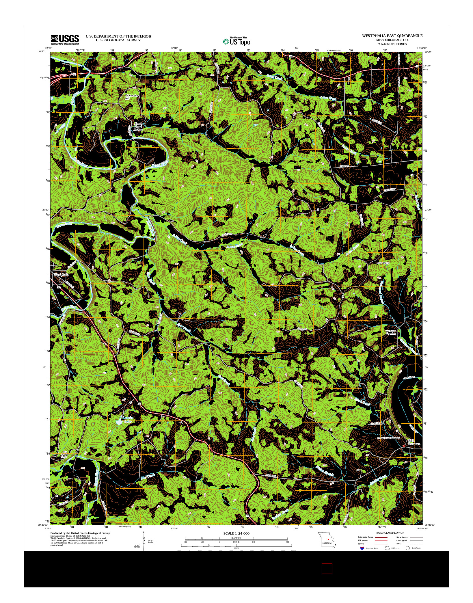 USGS US TOPO 7.5-MINUTE MAP FOR WESTPHALIA EAST, MO 2012