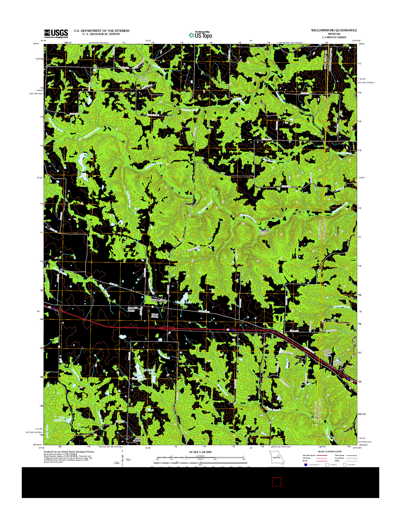 USGS US TOPO 7.5-MINUTE MAP FOR WILLIAMSBURG, MO 2012
