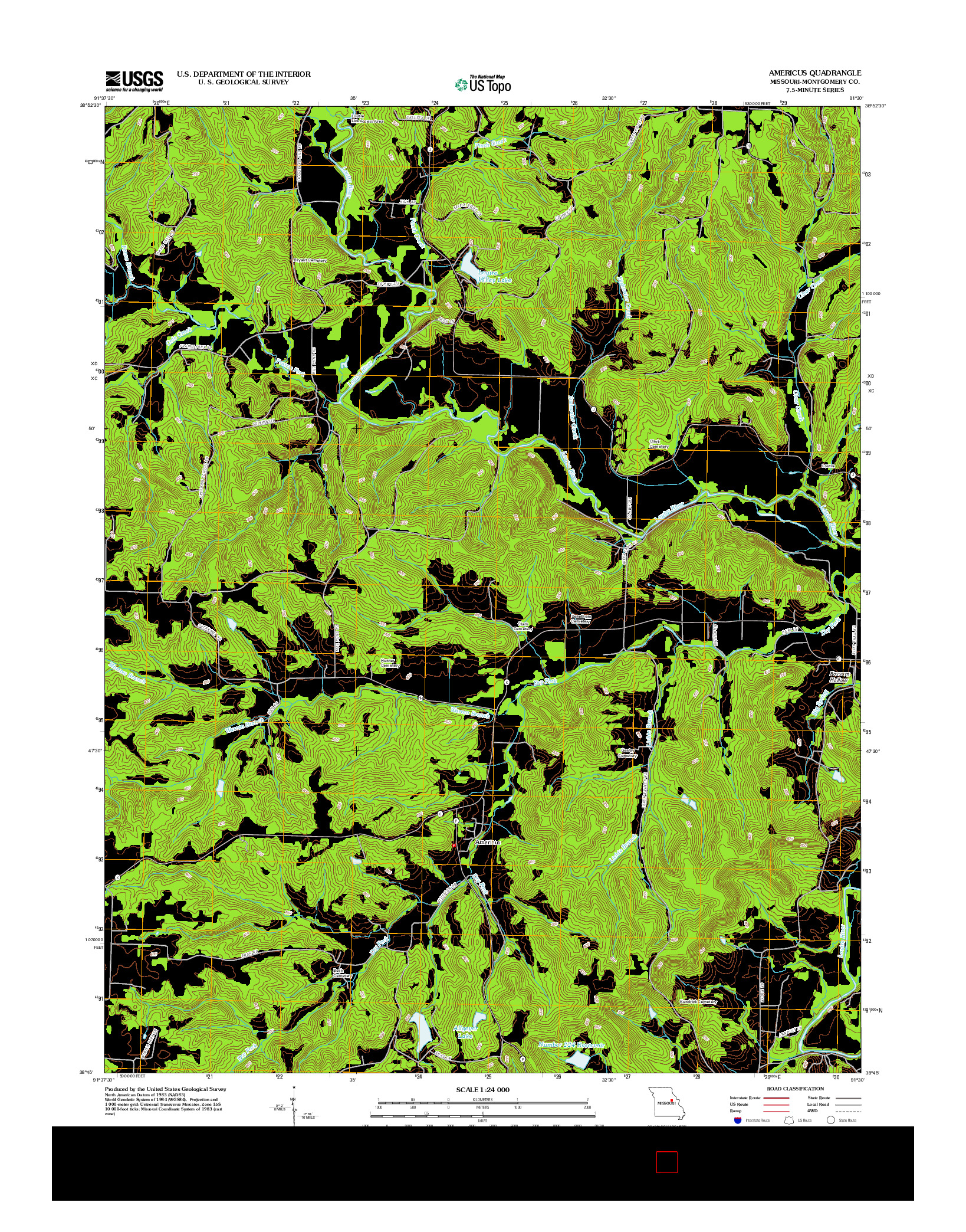 USGS US TOPO 7.5-MINUTE MAP FOR AMERICUS, MO 2012