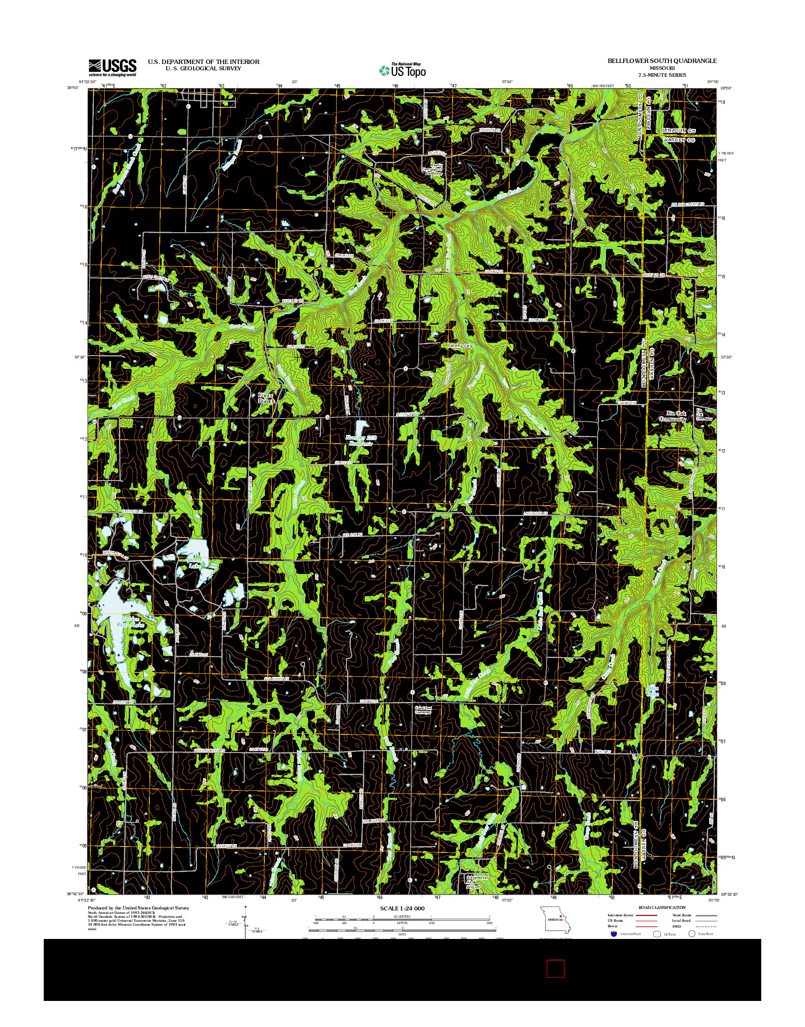 USGS US TOPO 7.5-MINUTE MAP FOR BELLFLOWER SOUTH, MO 2012