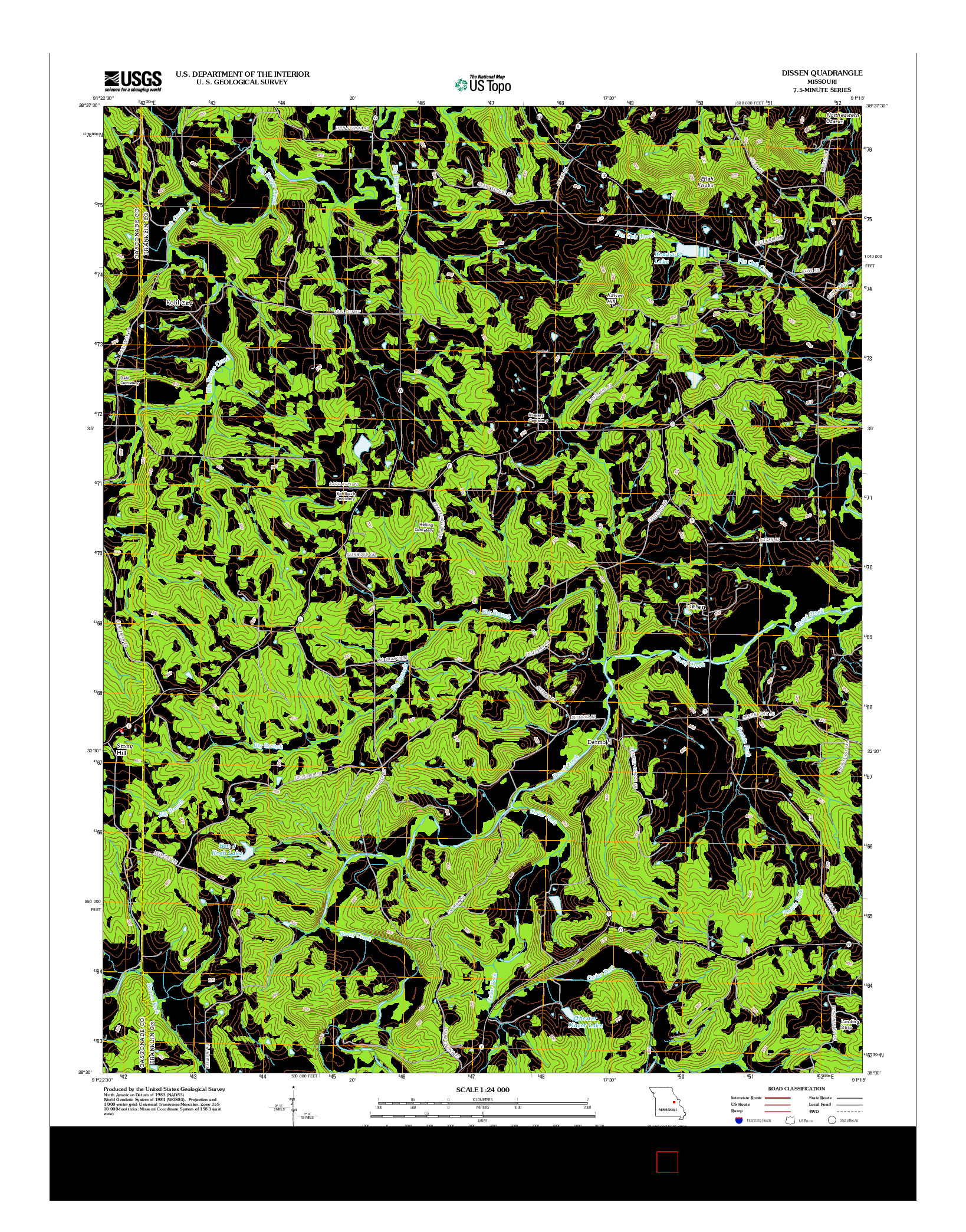 USGS US TOPO 7.5-MINUTE MAP FOR DISSEN, MO 2012