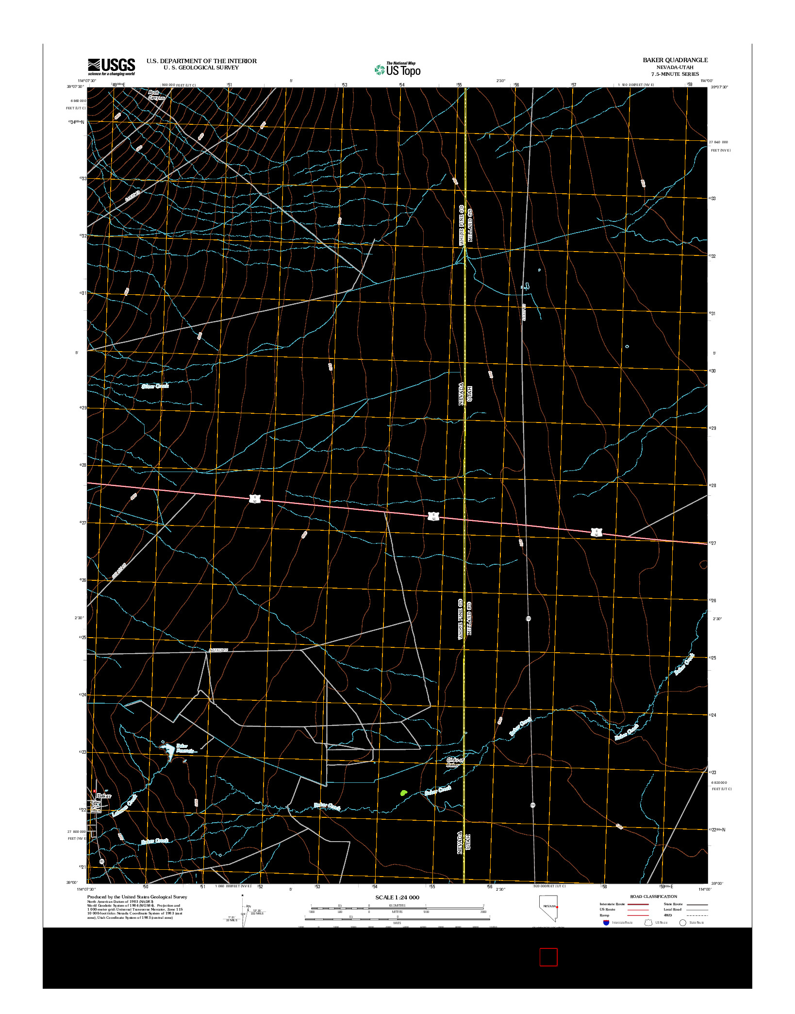 USGS US TOPO 7.5-MINUTE MAP FOR BAKER, NV-UT 2012