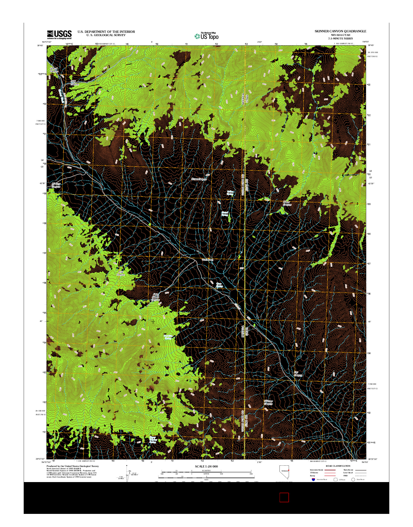 USGS US TOPO 7.5-MINUTE MAP FOR SKINNER CANYON, NV-UT 2012