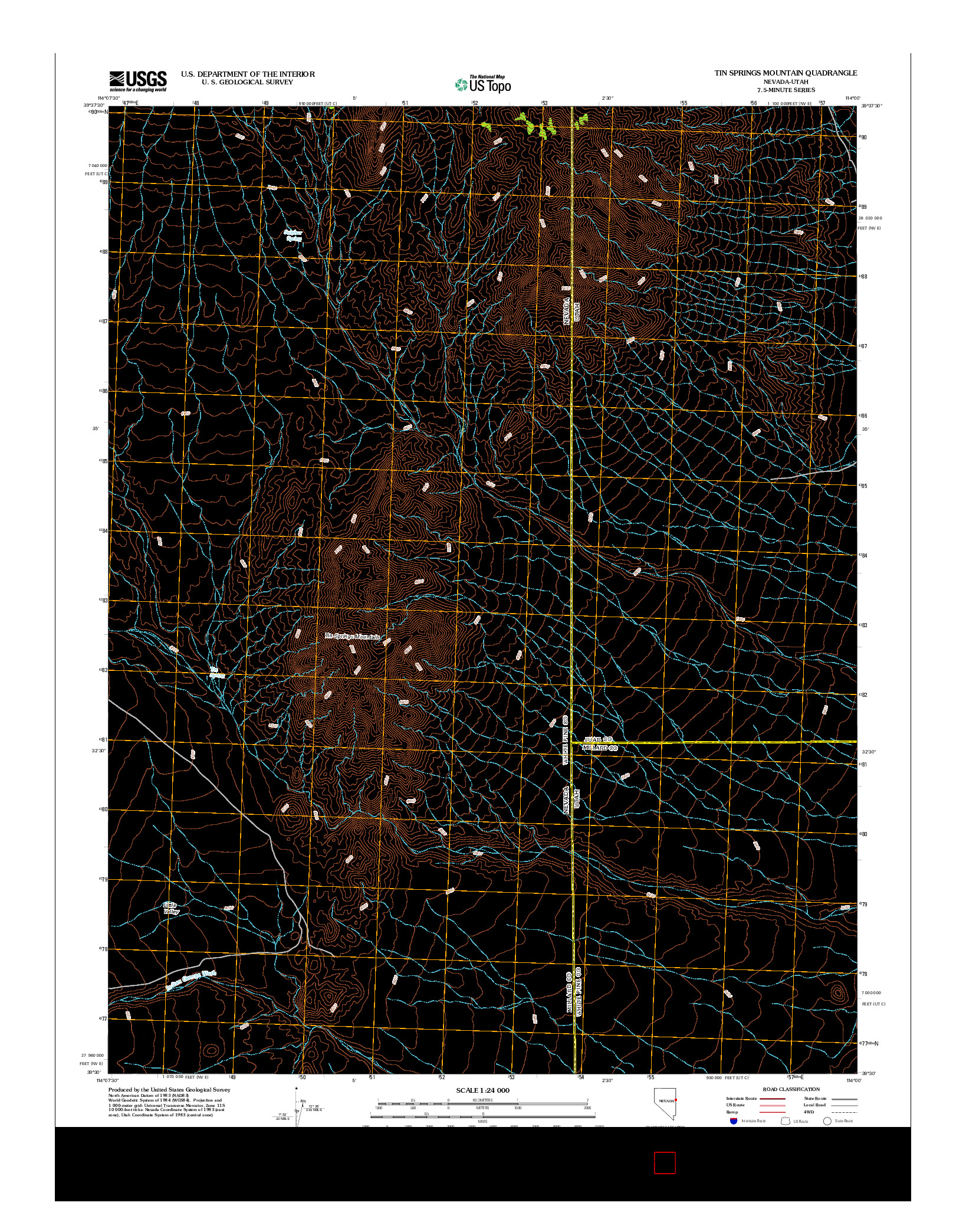 USGS US TOPO 7.5-MINUTE MAP FOR TIN SPRINGS MOUNTAIN, NV-UT 2012