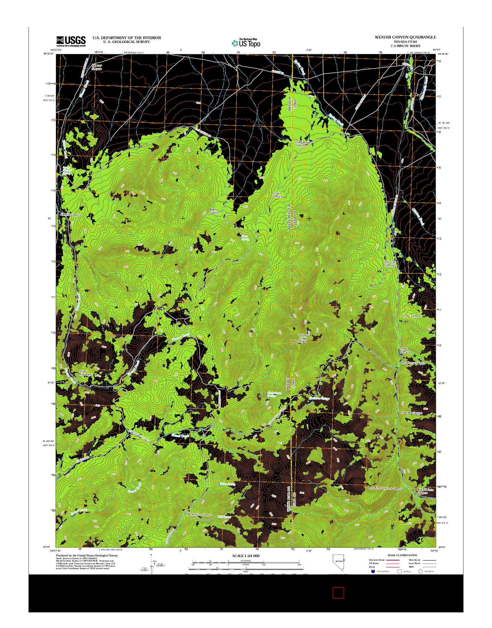 USGS US TOPO 7.5-MINUTE MAP FOR WEAVER CANYON, NV-UT 2012