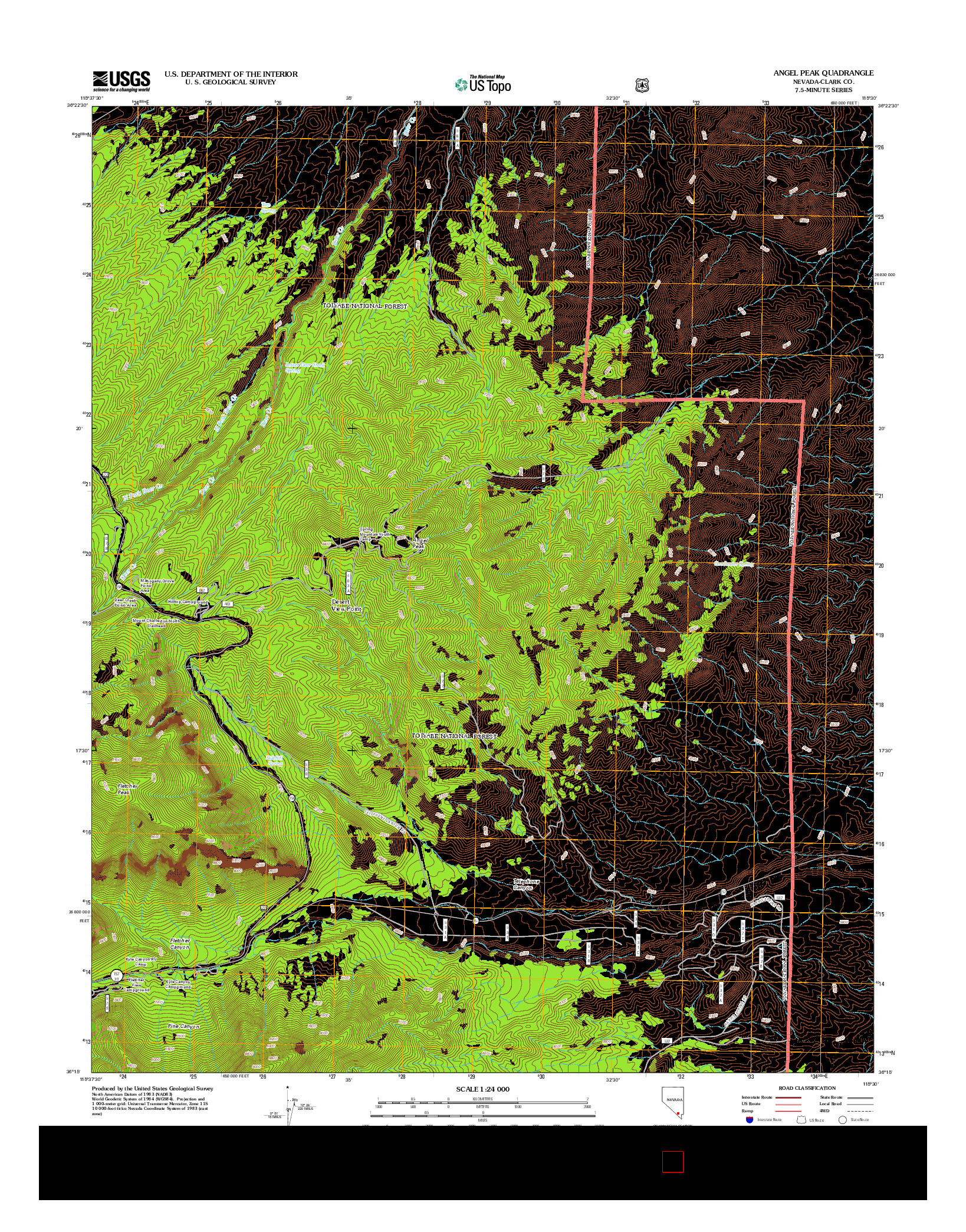 USGS US TOPO 7.5-MINUTE MAP FOR ANGEL PEAK, NV 2012