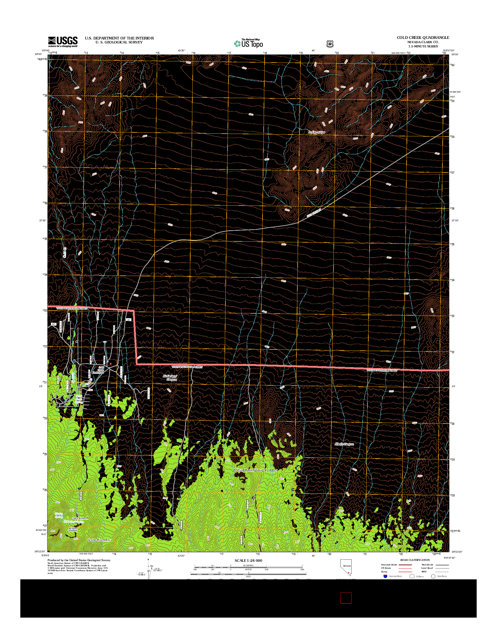 USGS US TOPO 7.5-MINUTE MAP FOR COLD CREEK, NV 2012
